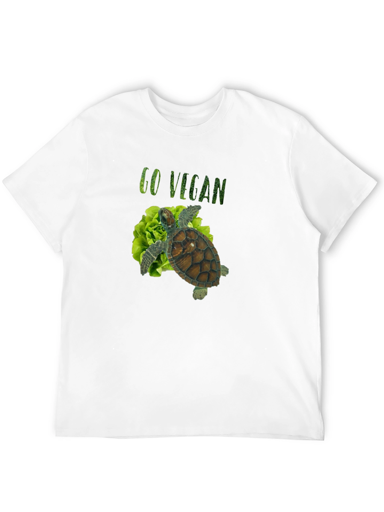 Black Go Vegan Turtle Tee - Unisex Black T-Shirt view 12