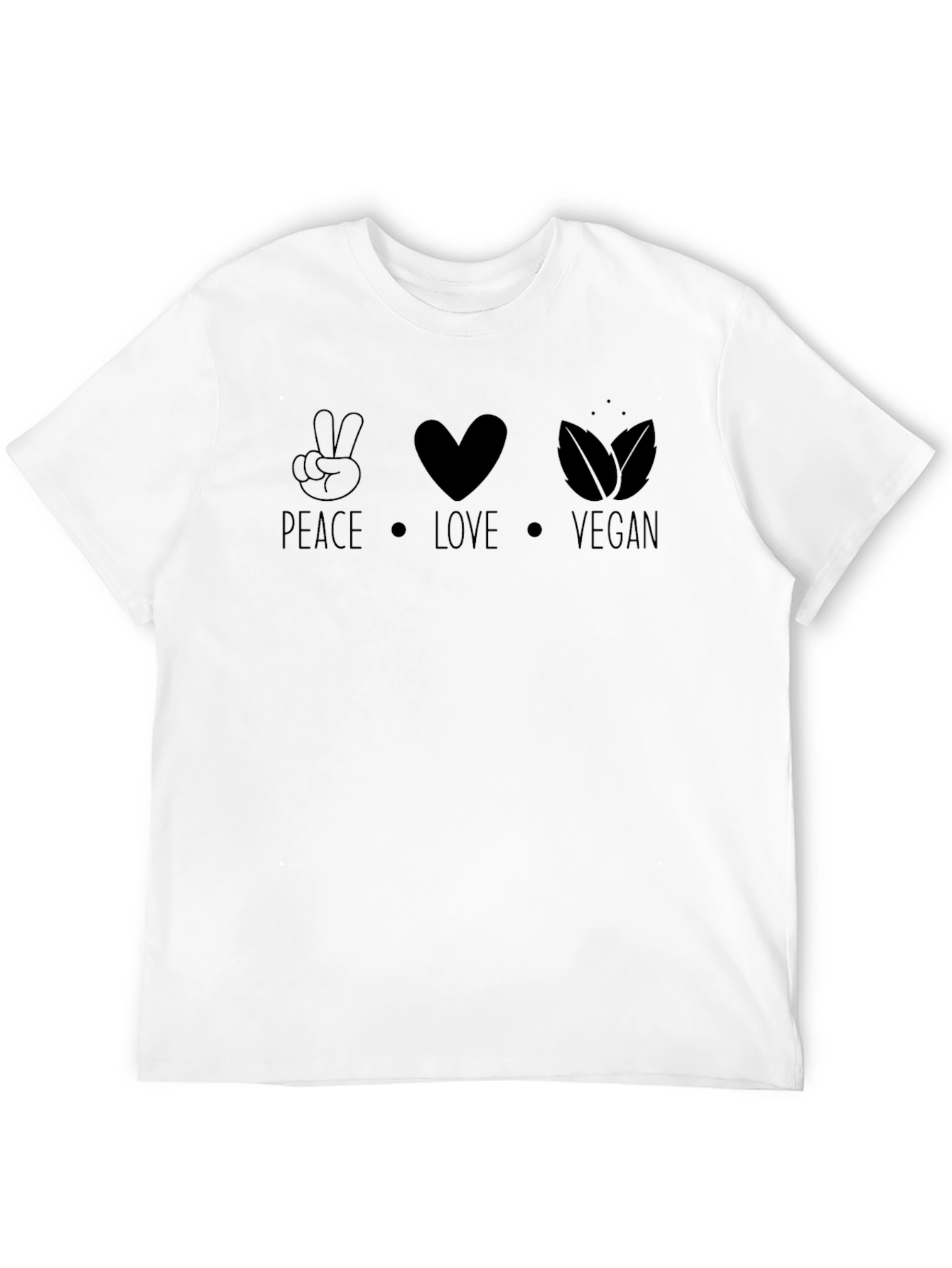 Black Peace Love Vegan T-Shirt - Black Graphic Tee view 12