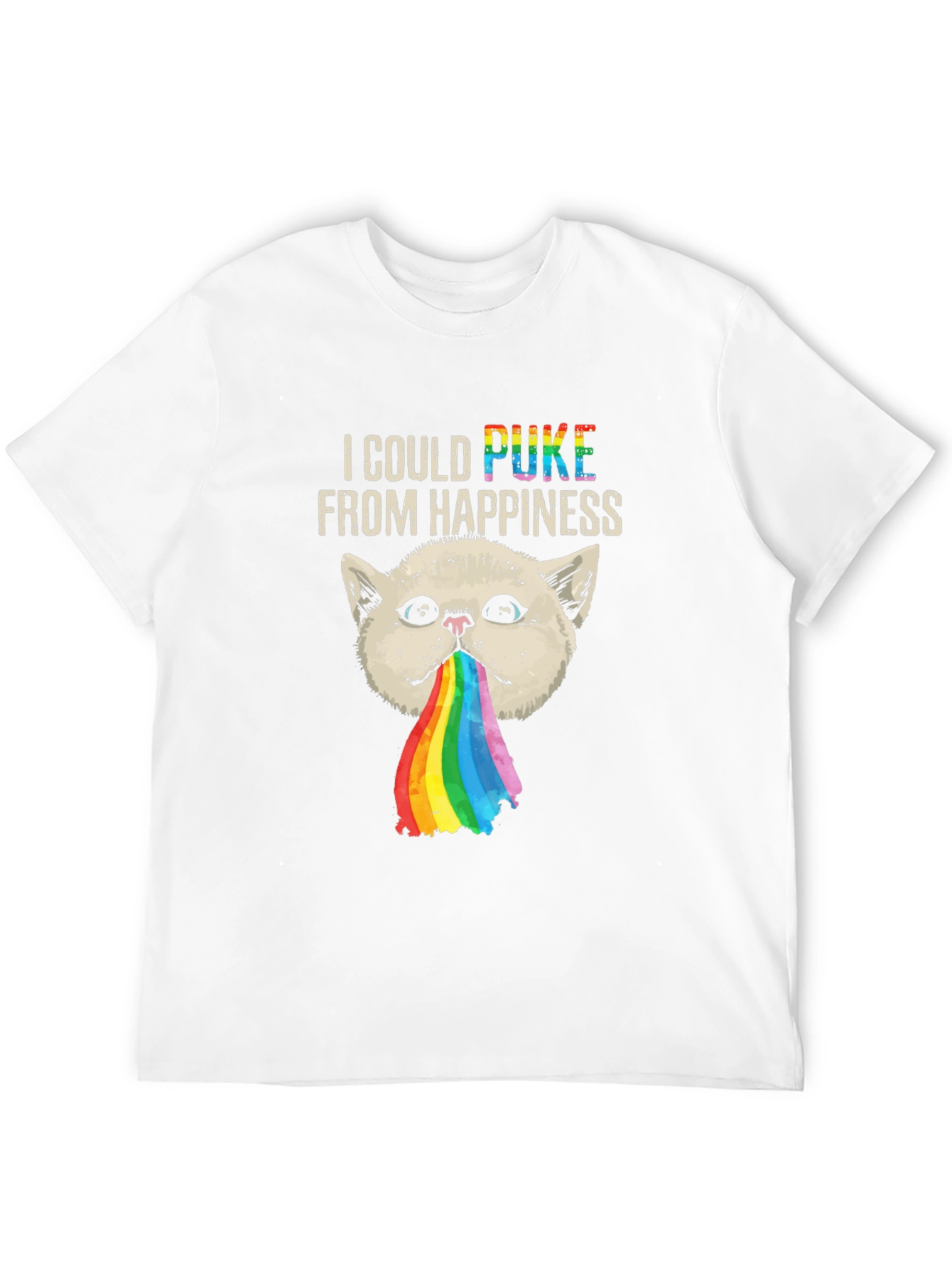 Black Rainbow Puke Cat Graphic Tee view 12