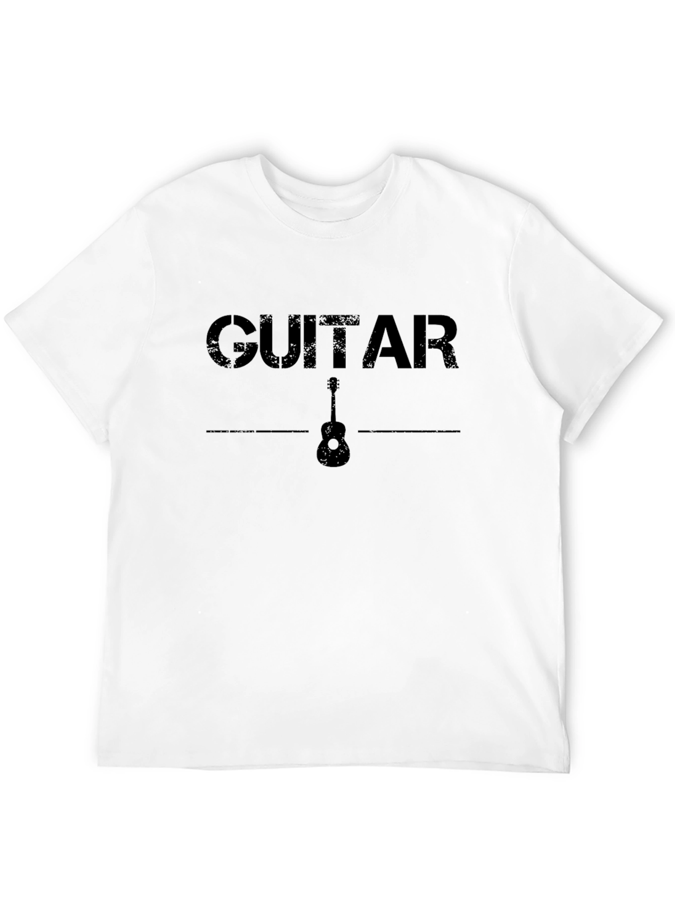 Black Guitar Graphic Print Black T-Shirt view 12