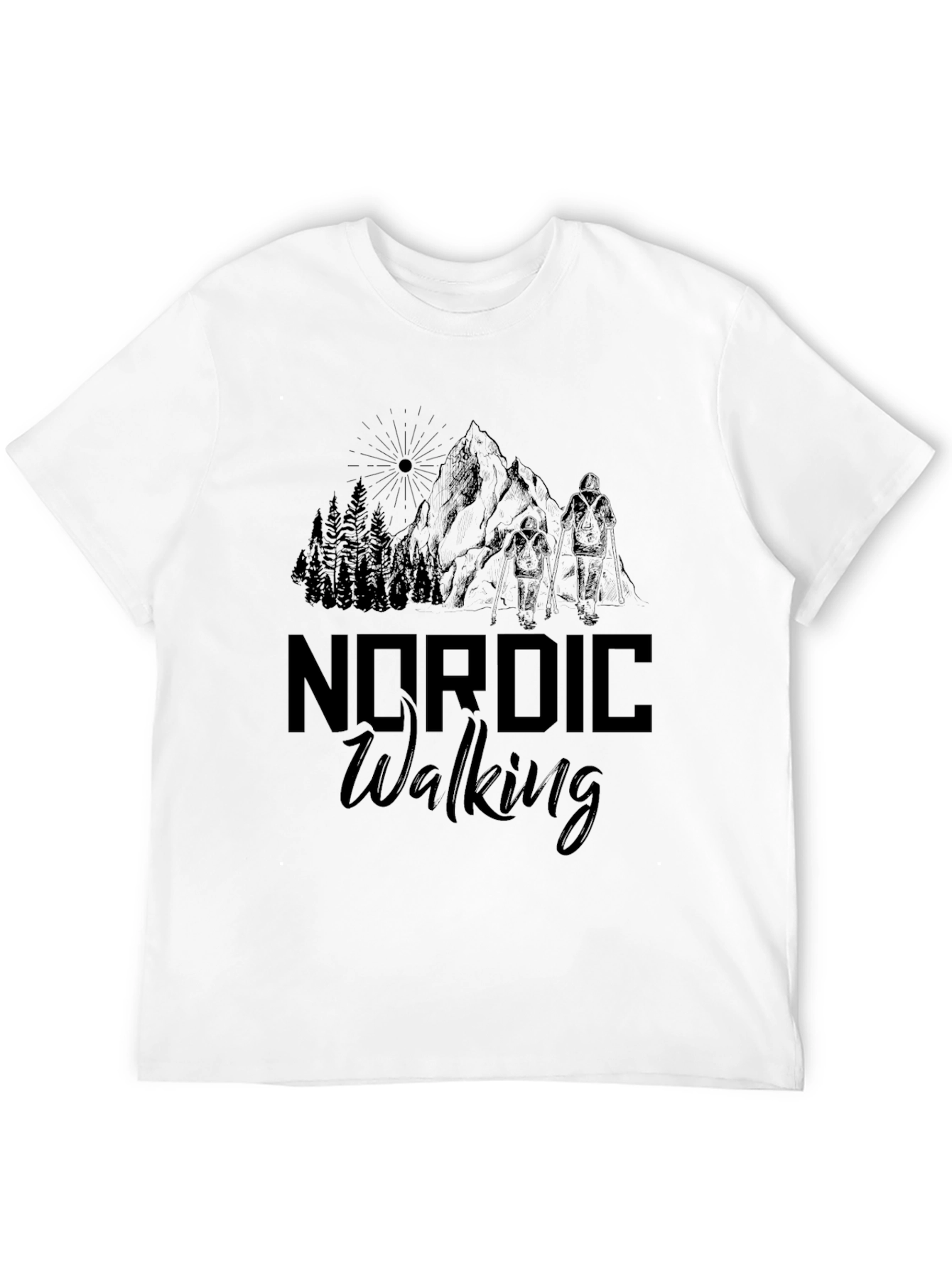 Black Nordic Walking Black T-Shirt - Outdoor Adventure Tee view 12