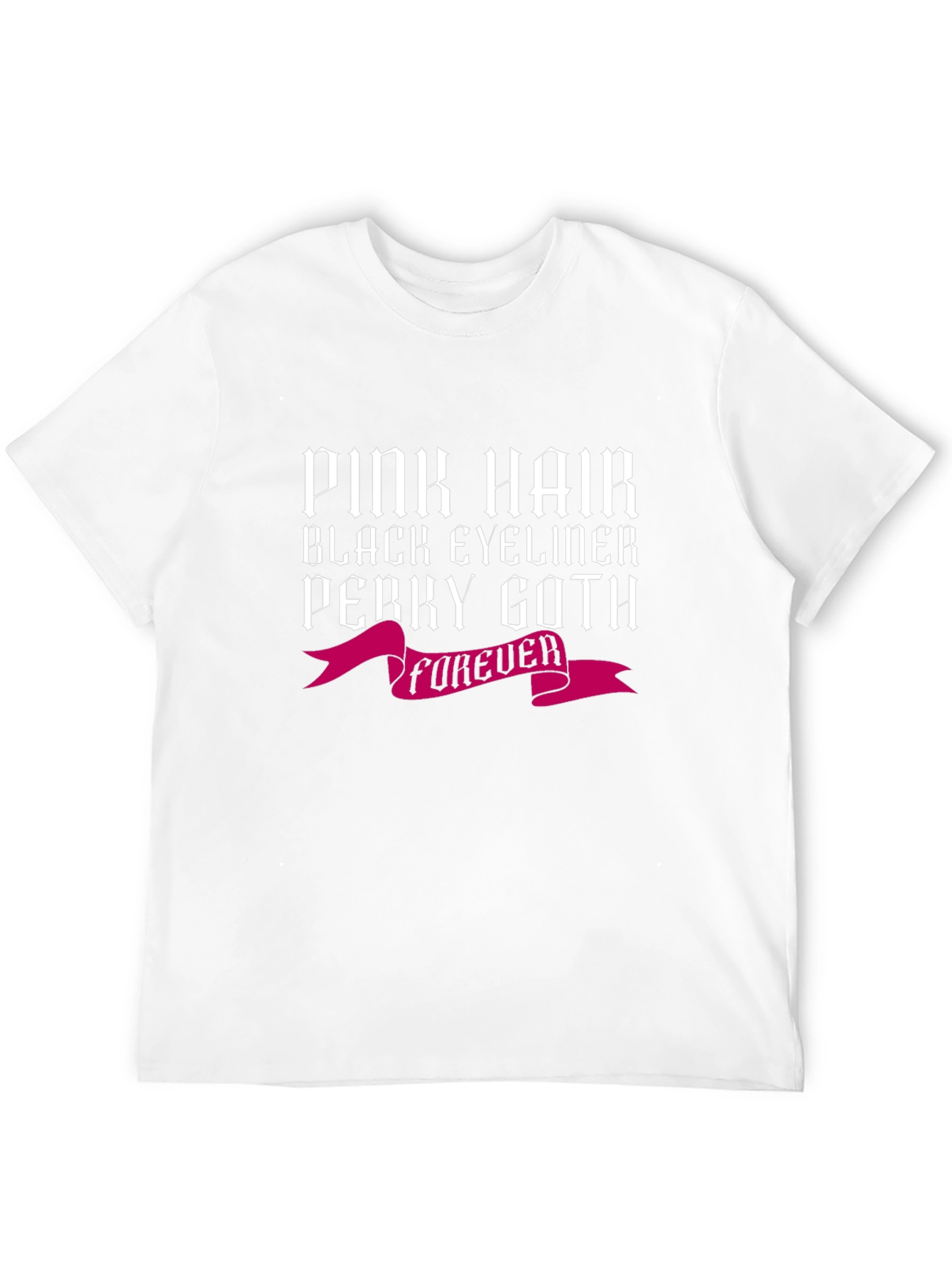 Black Pink Hair Perky Goth Black Tee view 12