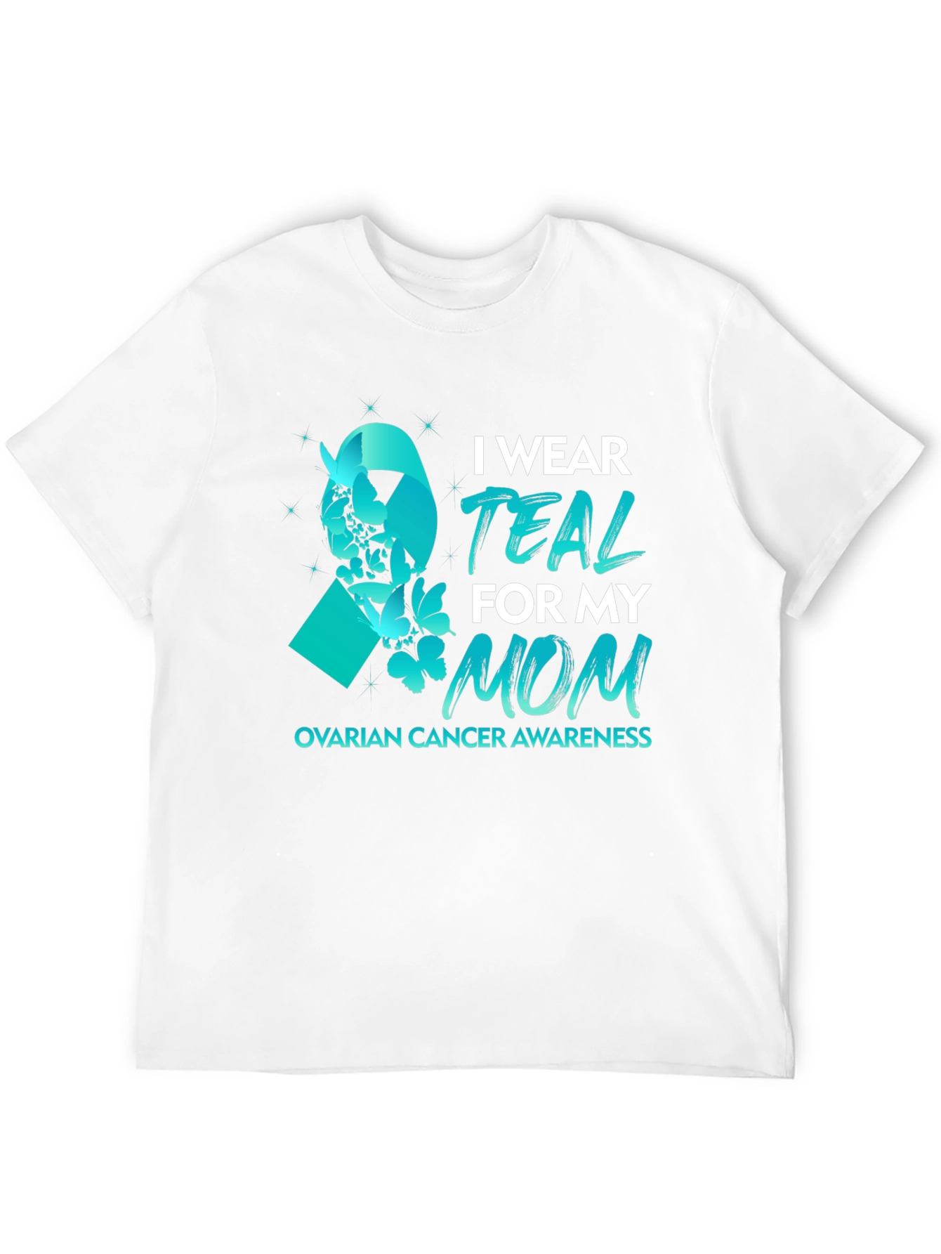Teal Ribbon Ovarian Cancer Awareness T-Shirt - 12