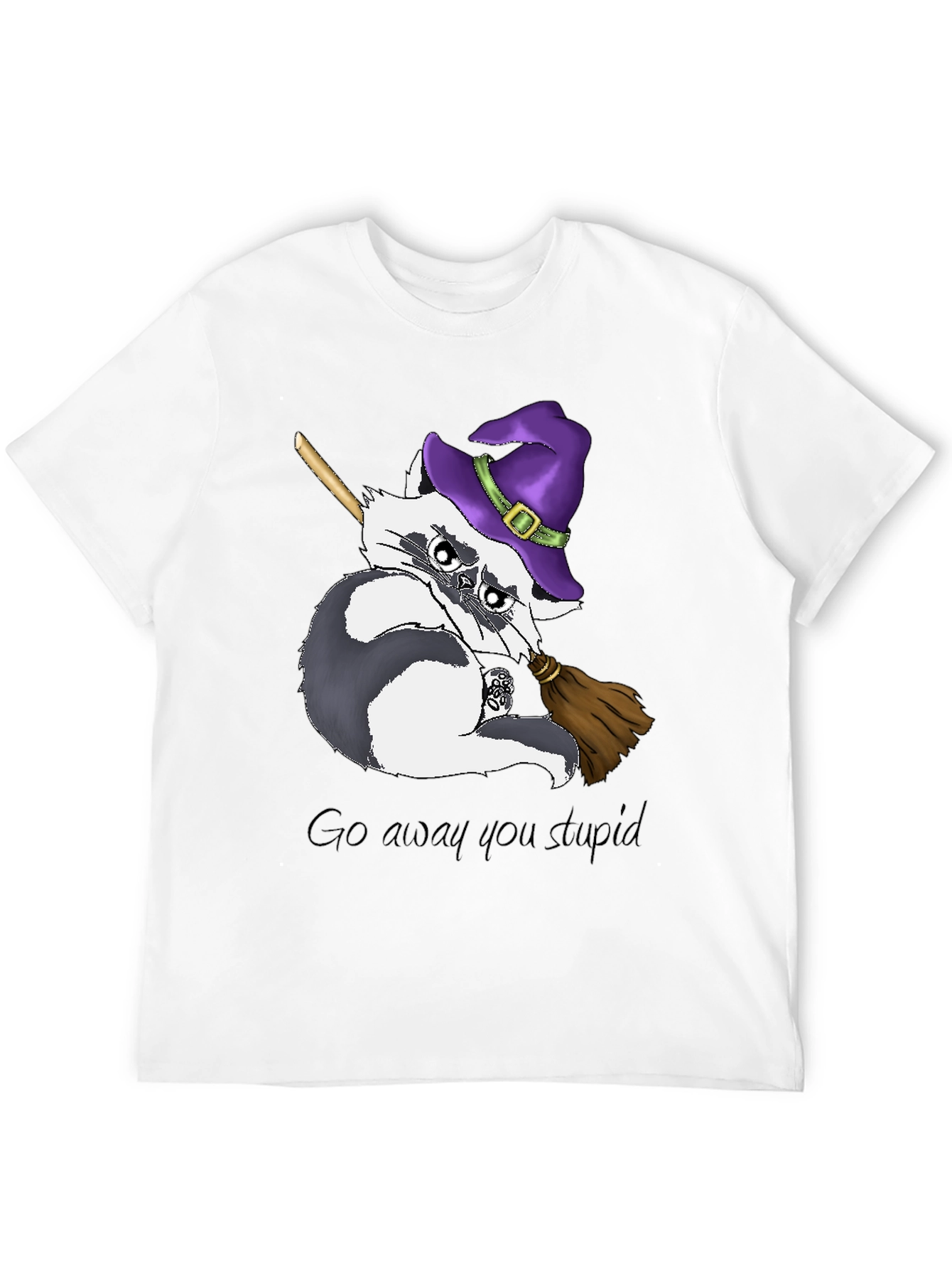 Black Grumpy Witch Raccoon T-Shirt view 12