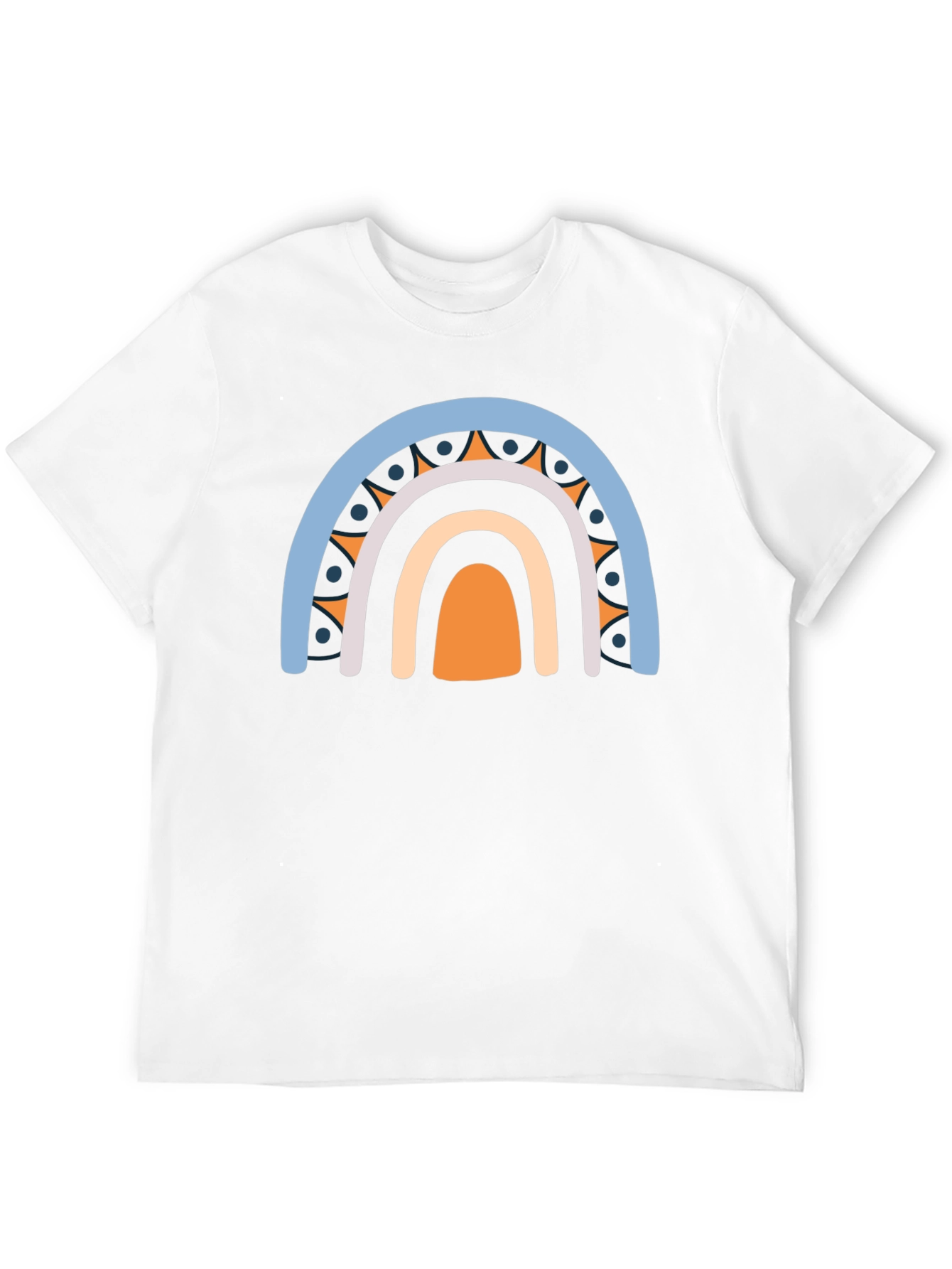 Black Boho Rainbow Graphic Tee - Black Cotton T-Shirt view 12