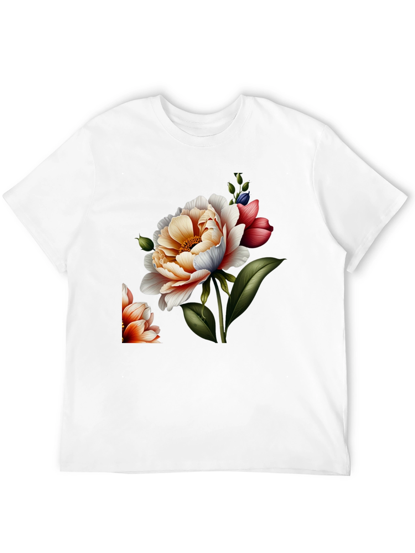 Black Floral Graphic Print Crew Neck Tee - Black view 12