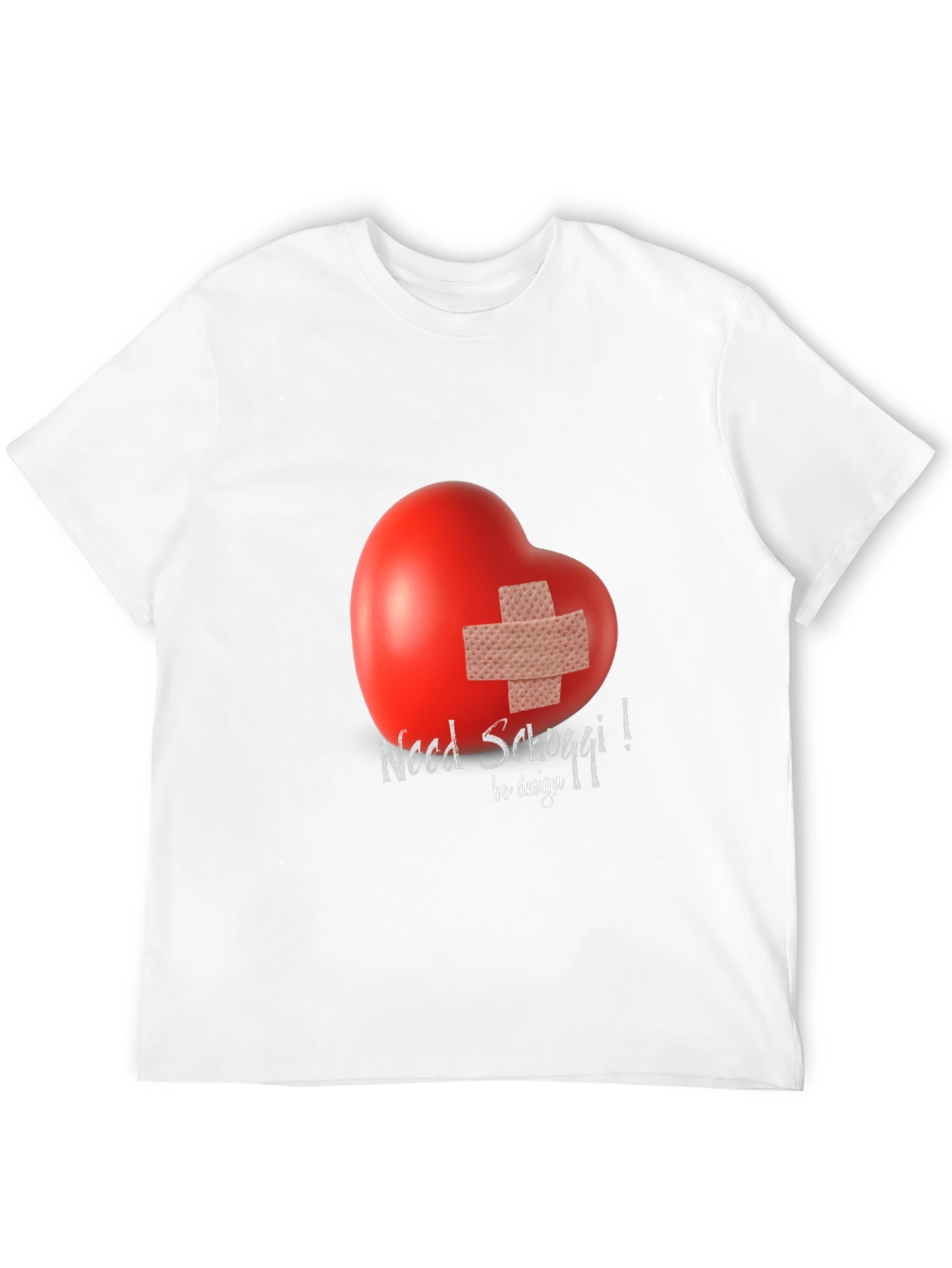 Black Need Schoggi! Heart Bandage Graphic Tee - Unisex Black T-Shirt view 12