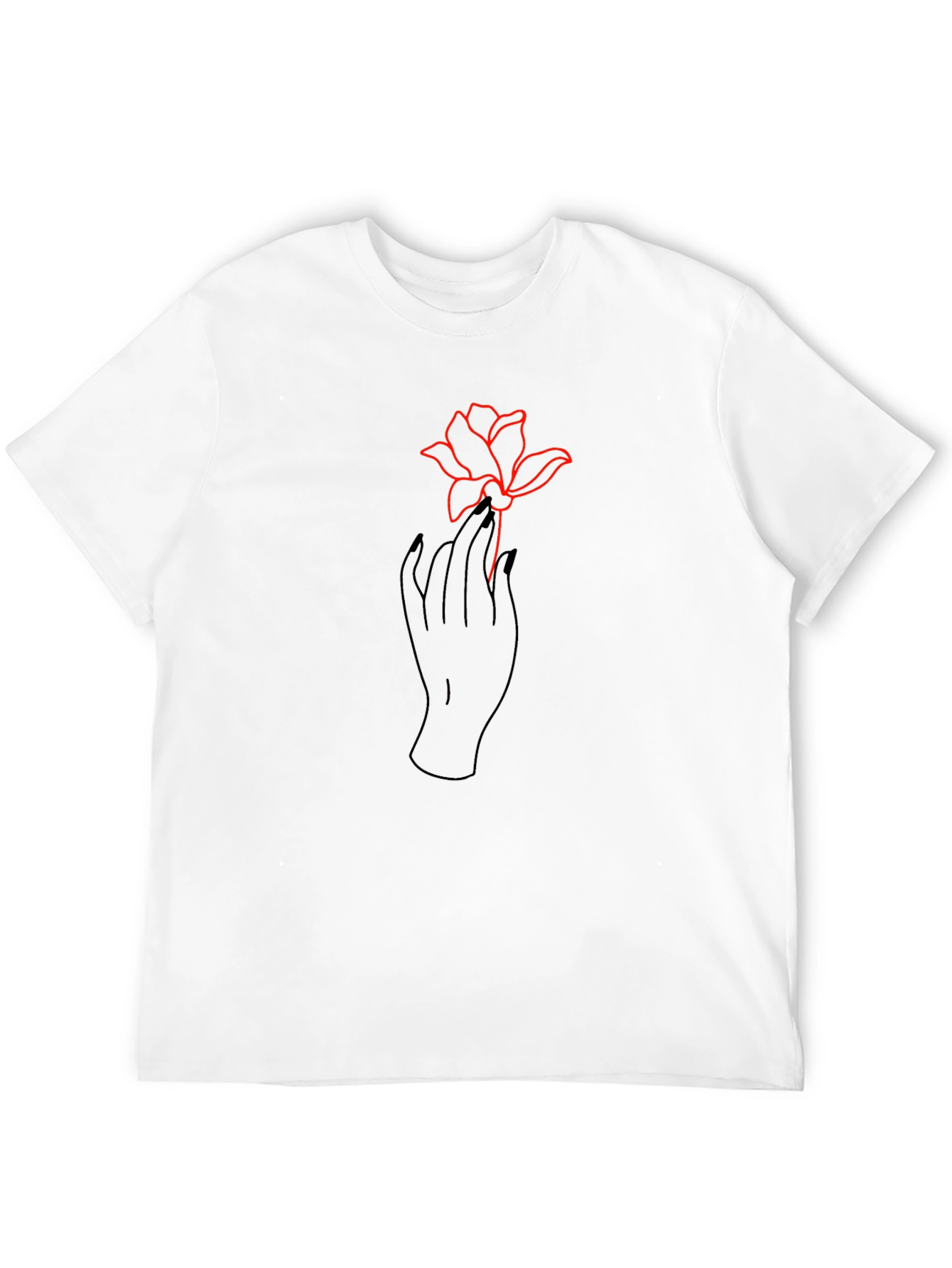 Black Floral Hand Print Black Casual Tee view 12