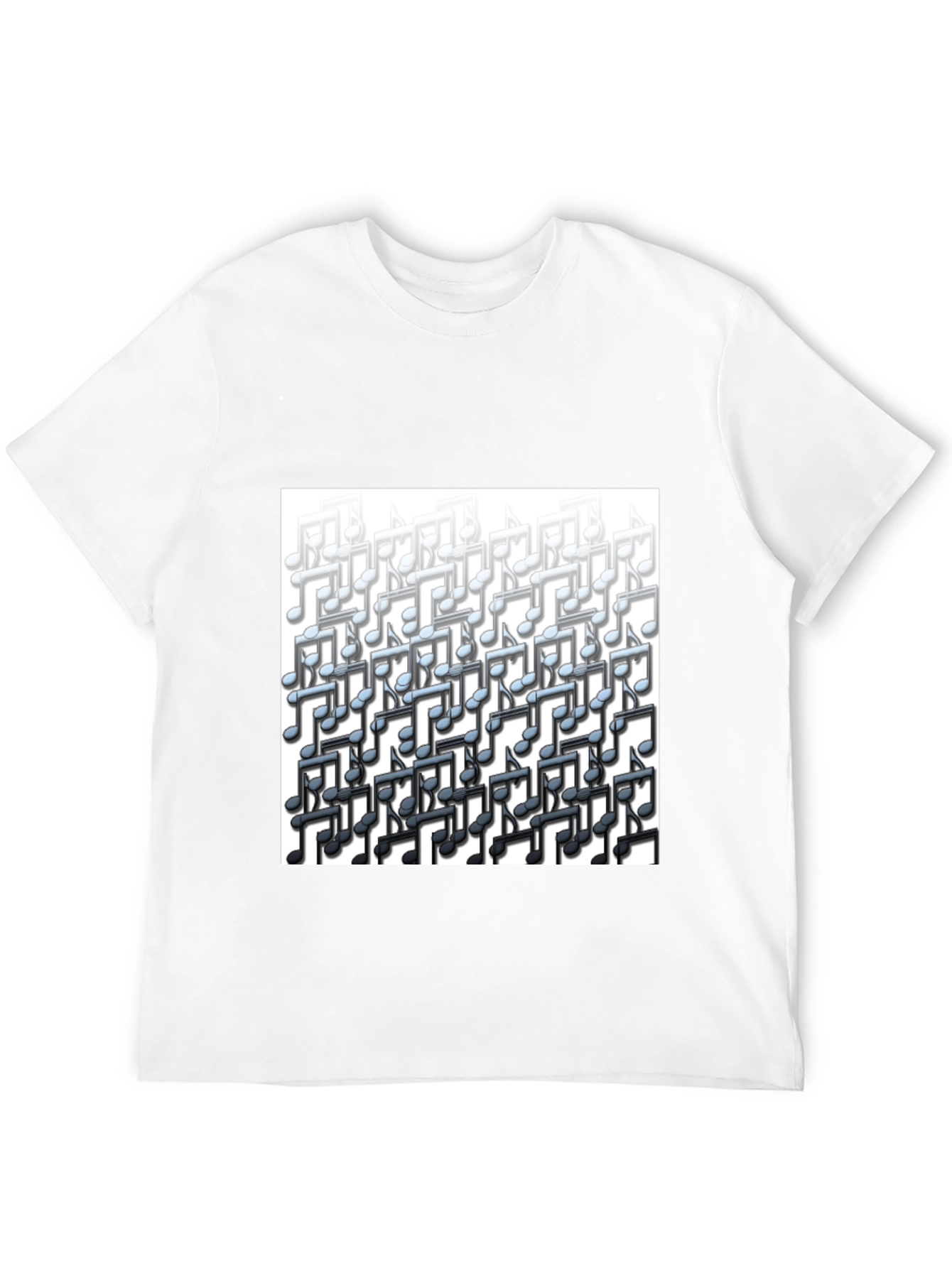 Black Musical Notes Graphic Tee - Black Cotton T-Shirt view 12