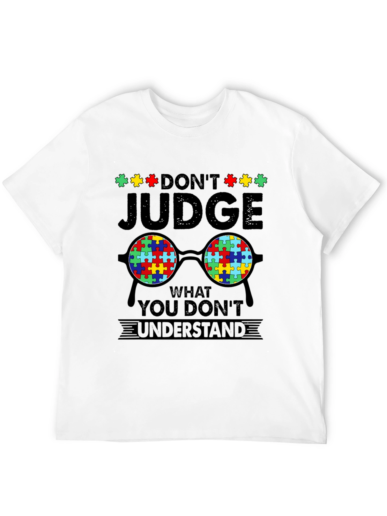 Black Autism Awareness T-Shirt - Don't Judge view 12
