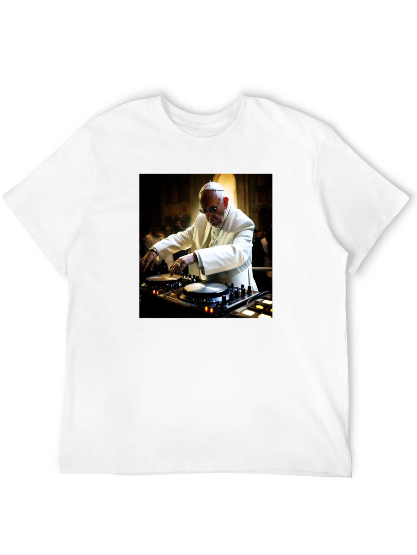 Black DJ Pope Black T-Shirt - Religious Humor view 12