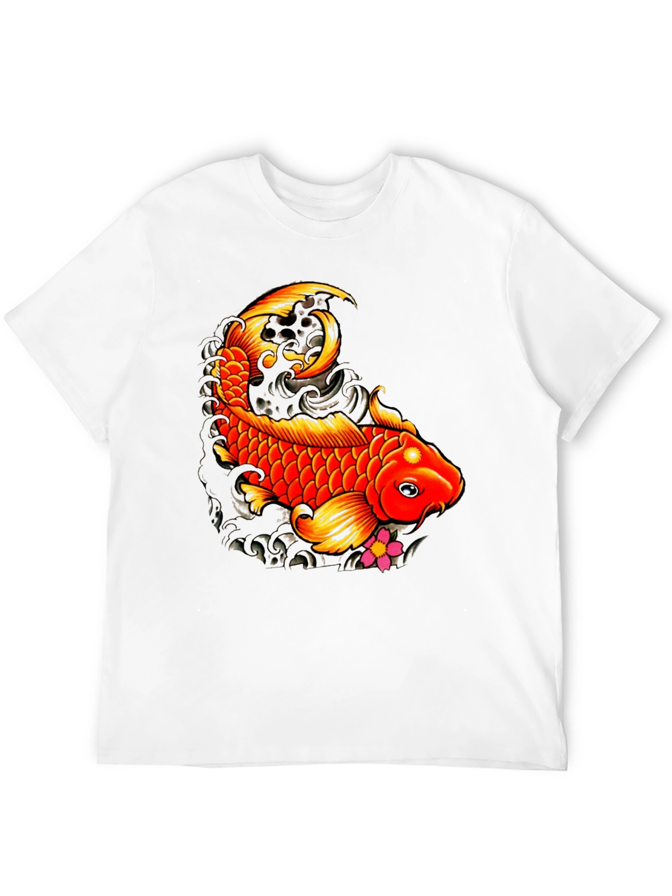 Black Koi Fish Graphic Tee - Black Casual T-Shirt view 12