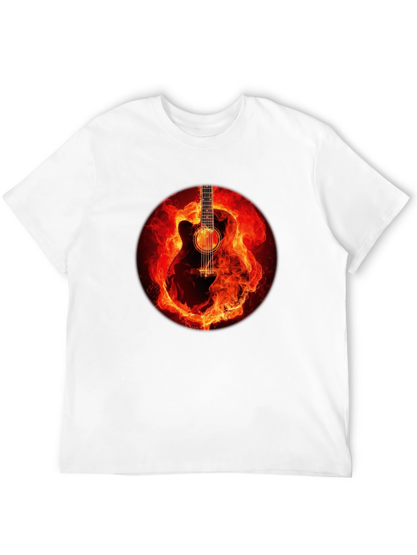 Black Fiery Guitar Graphic Tee - Black Cotton Blend view 12