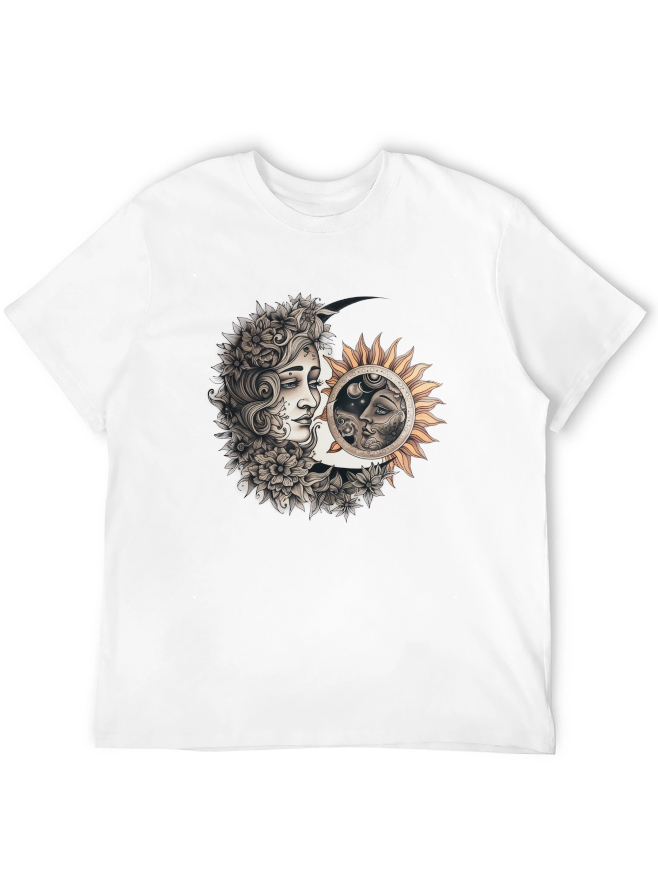 Black Celestial Moon & Sun Graphic Tee - Unisex Black T-Shirt view 12
