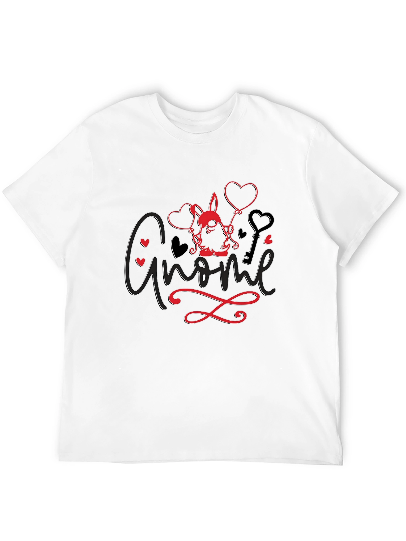 Black Gnome Valentine T-Shirt - Love Heart Key Design view 12