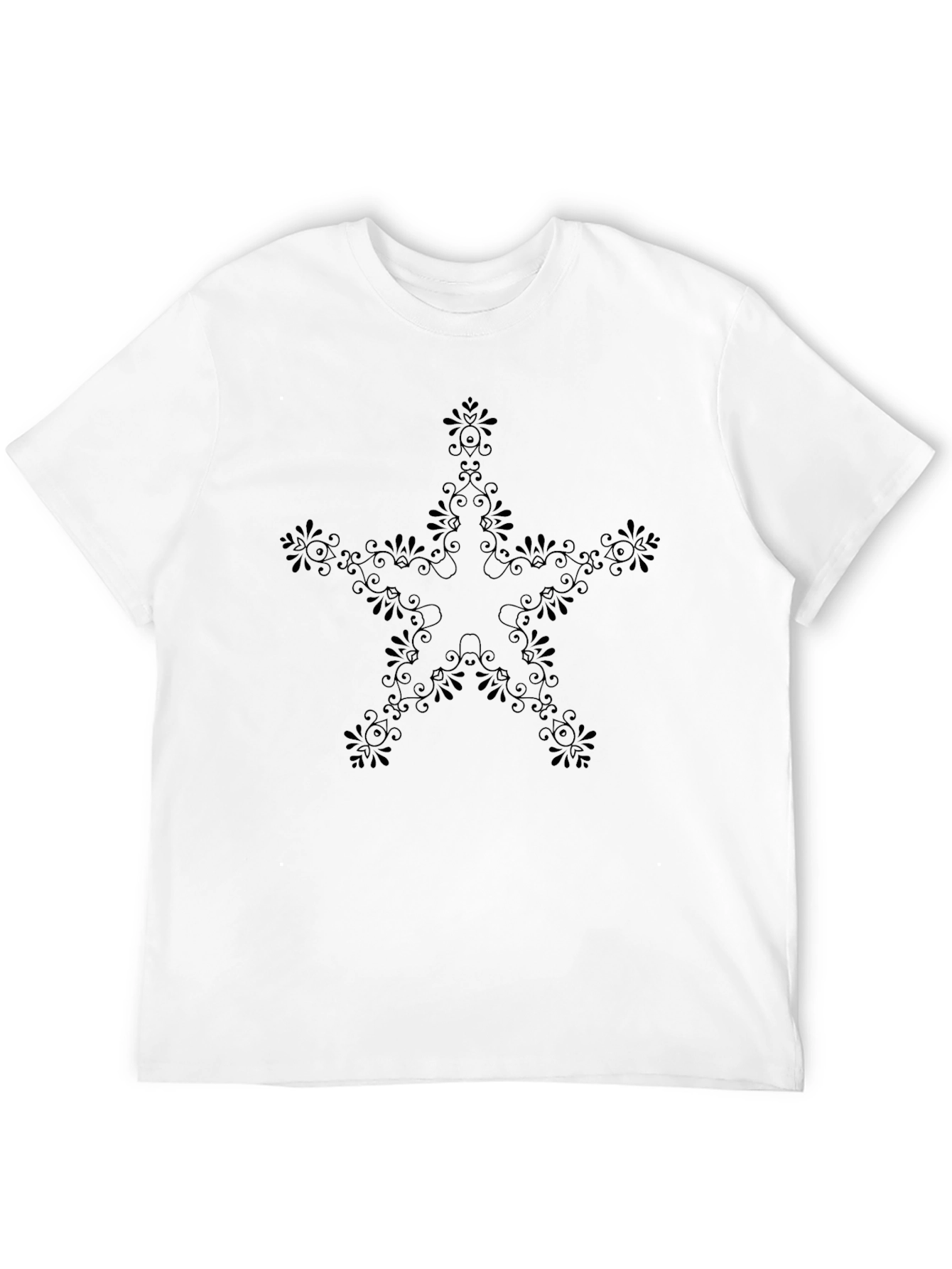 Black Stylish Black Floral Star Tee view 12