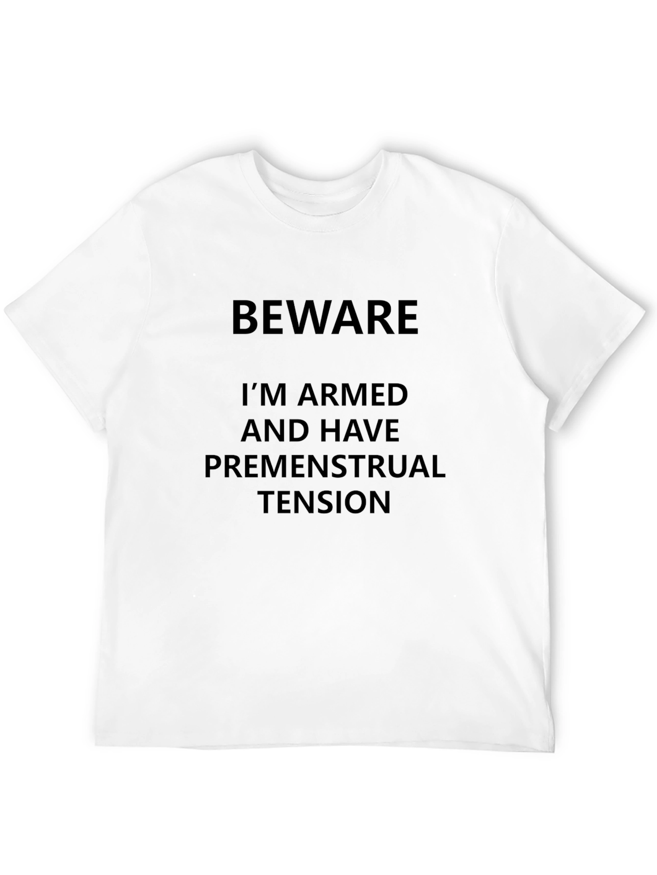 Black Beware Armed Premenstrual Tension Black T-Shirt view 12