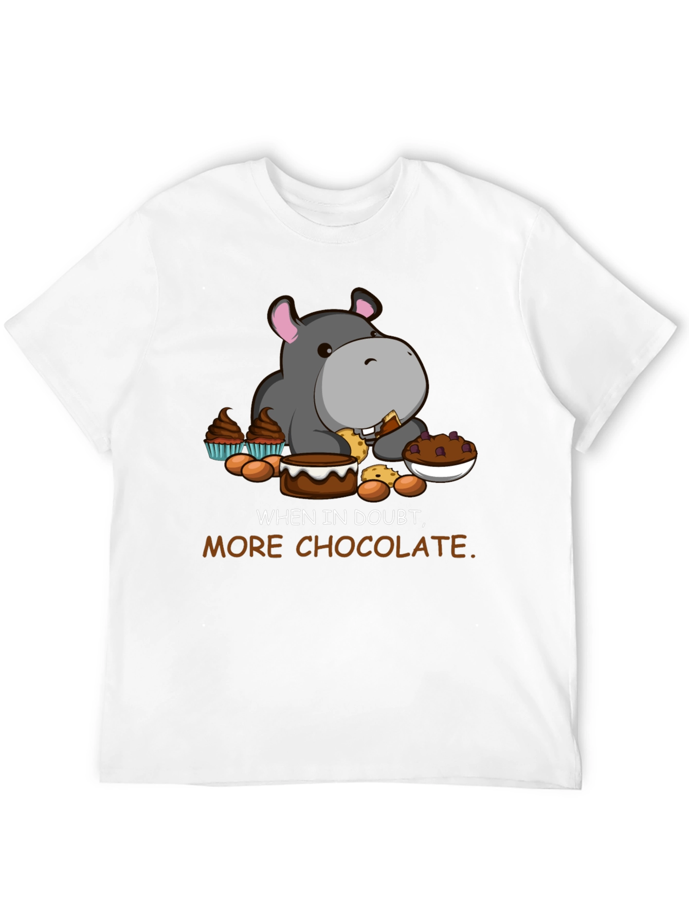 Black Chocolate Hippo T-Shirt - Funny Cartoon Tee view 12