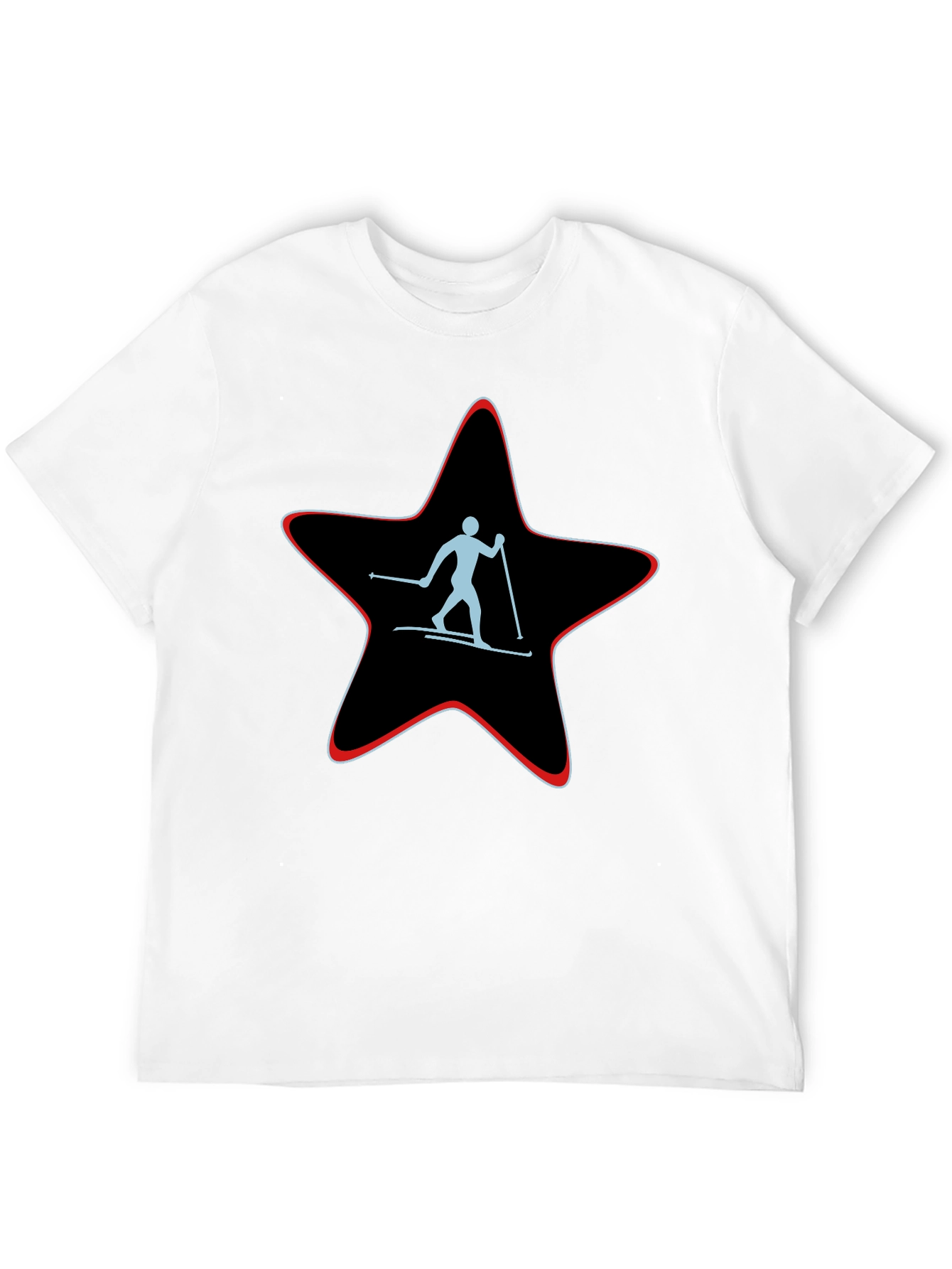 Black Skiing Star Graphic Tee - Black Cotton T-Shirt view 12