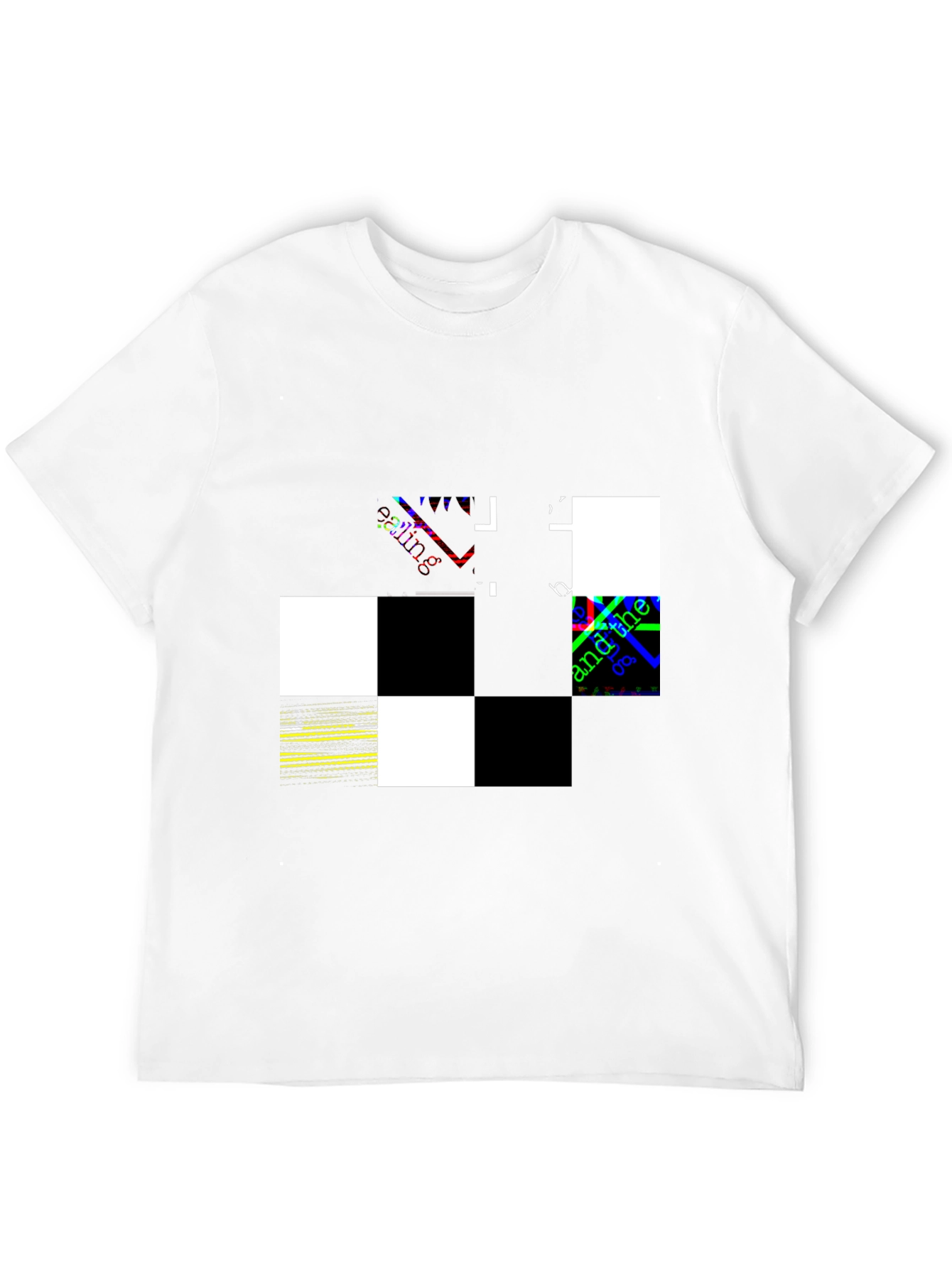 Black Abstract Checkerboard Graphic Black T-Shirt view 12