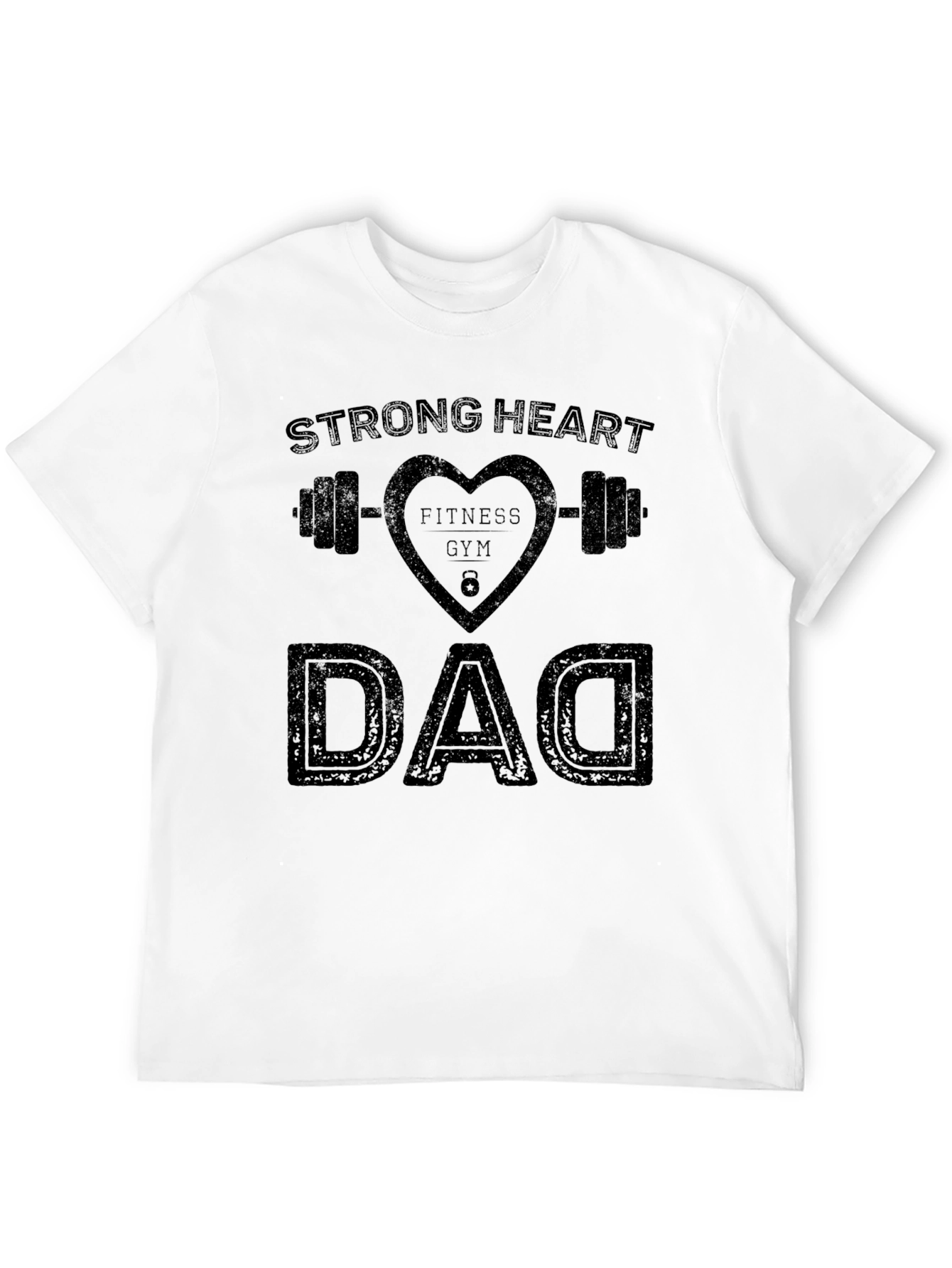 Black Strong Heart Fitness Gym Dad Graphic T-Shirt view 12