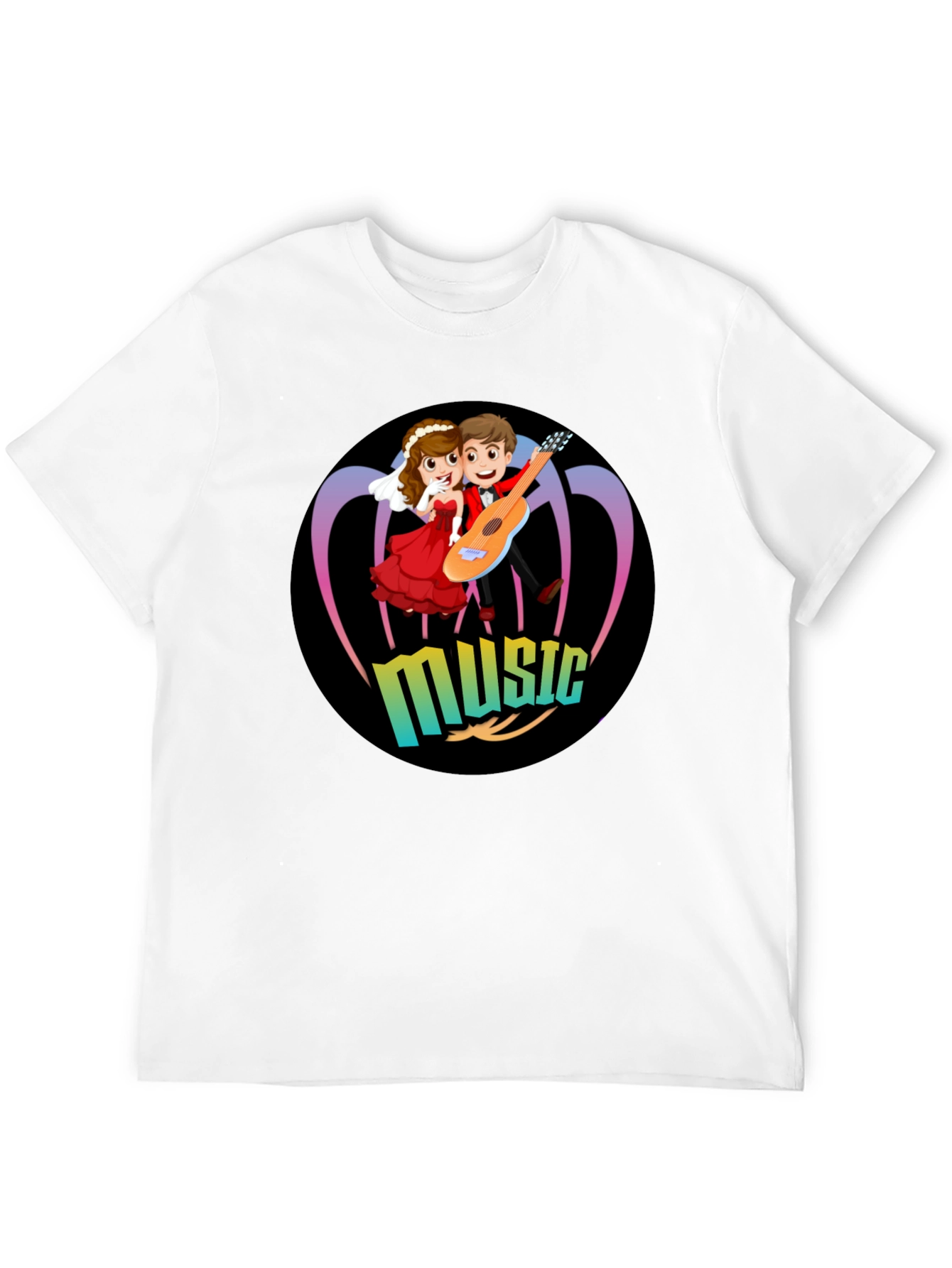 Black Cartoon Music Couple Black T-Shirt view 12