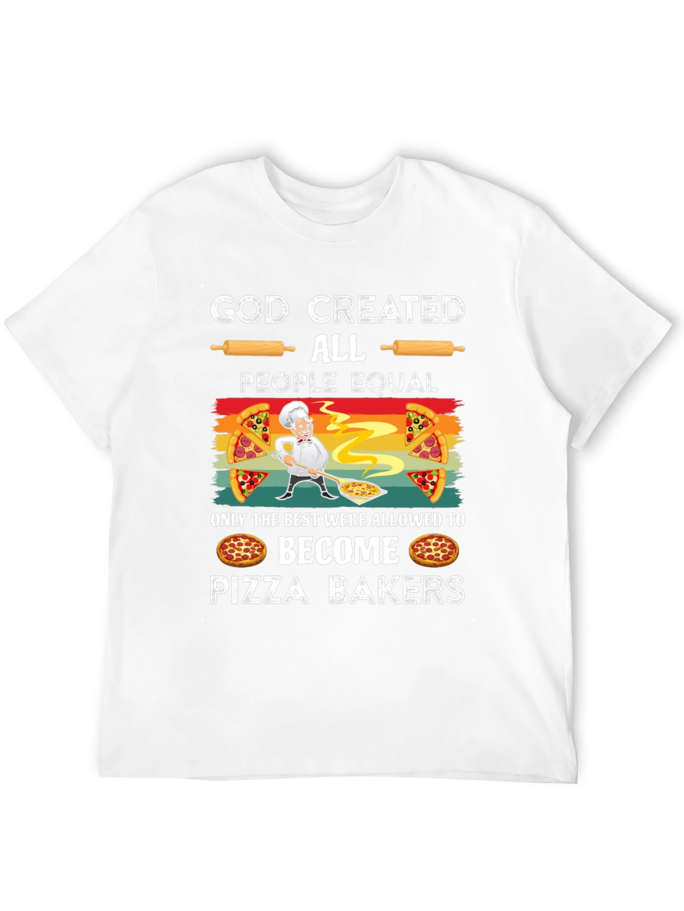 Black God Created Pizza Bakers Funny T-Shirt view 12