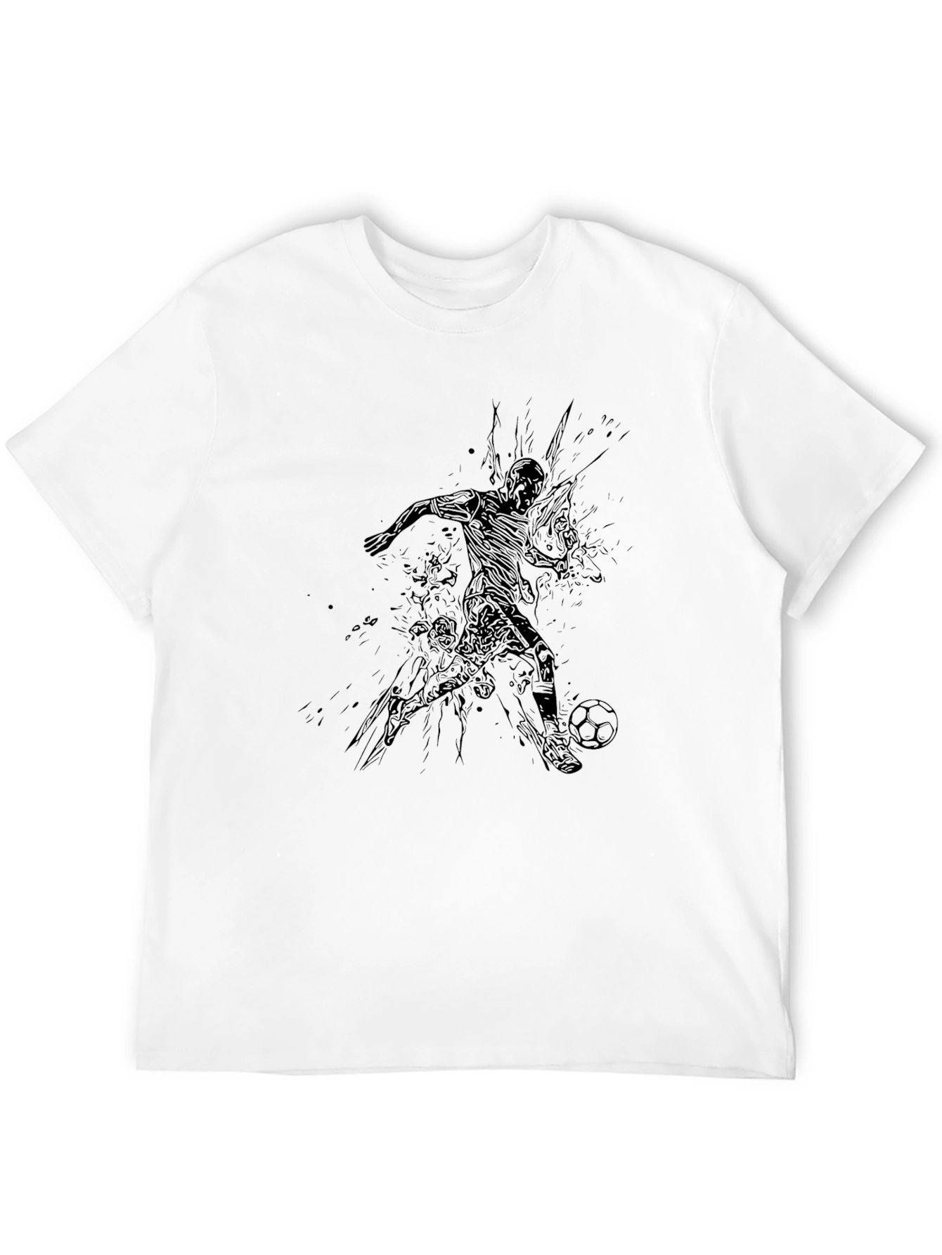 Black Soccer Player Graphic Tee - Black Cotton Blend view 12