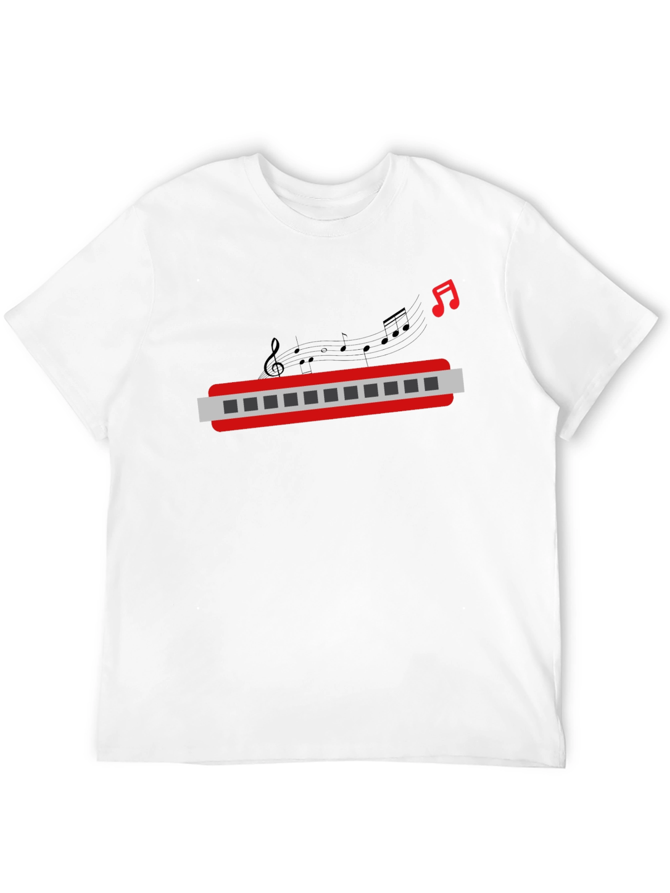 Black Musical Harmonica Graphic Tee - Black view 12
