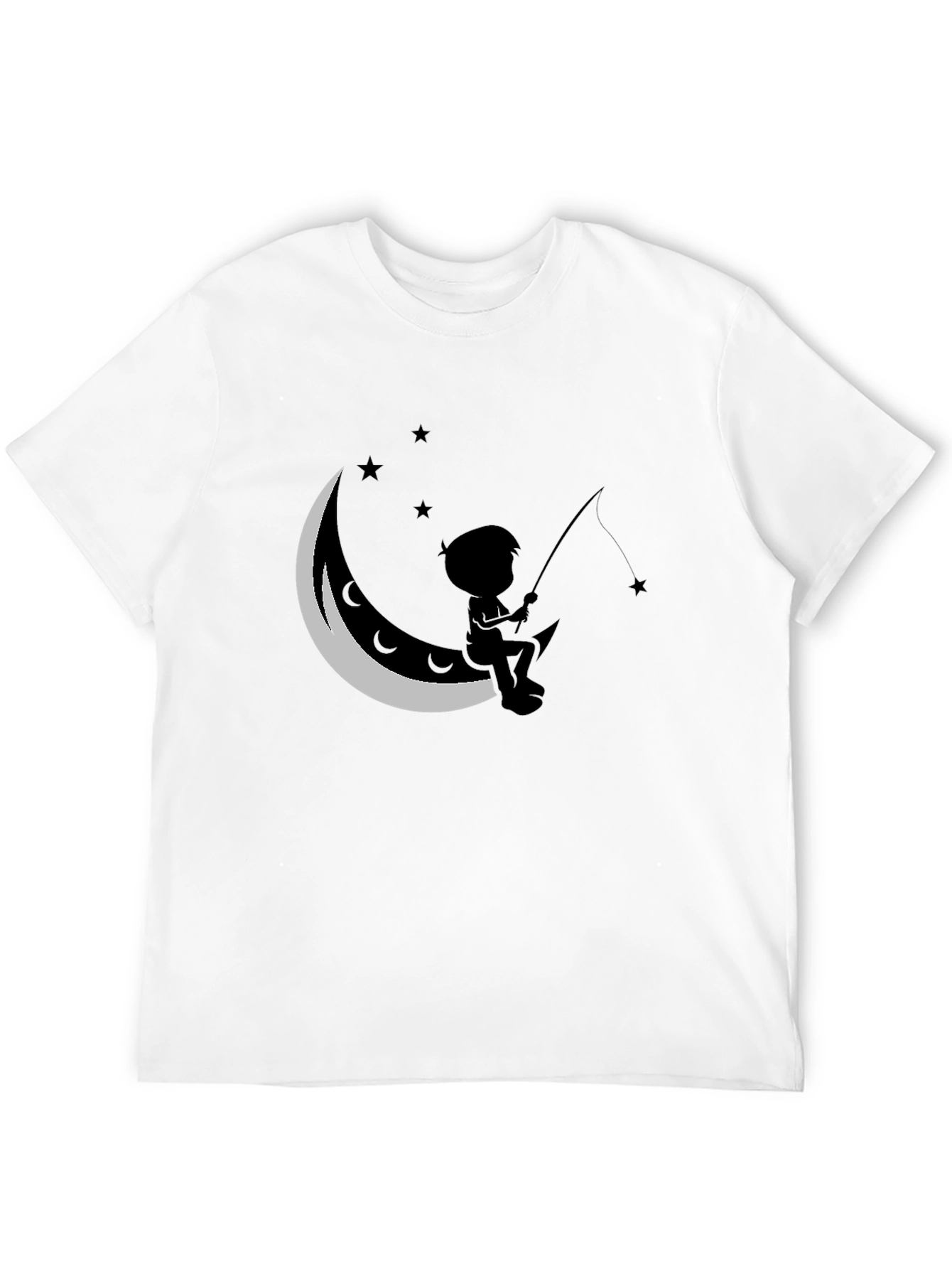 Black Boy Fishing on the Moon T-Shirt view 12