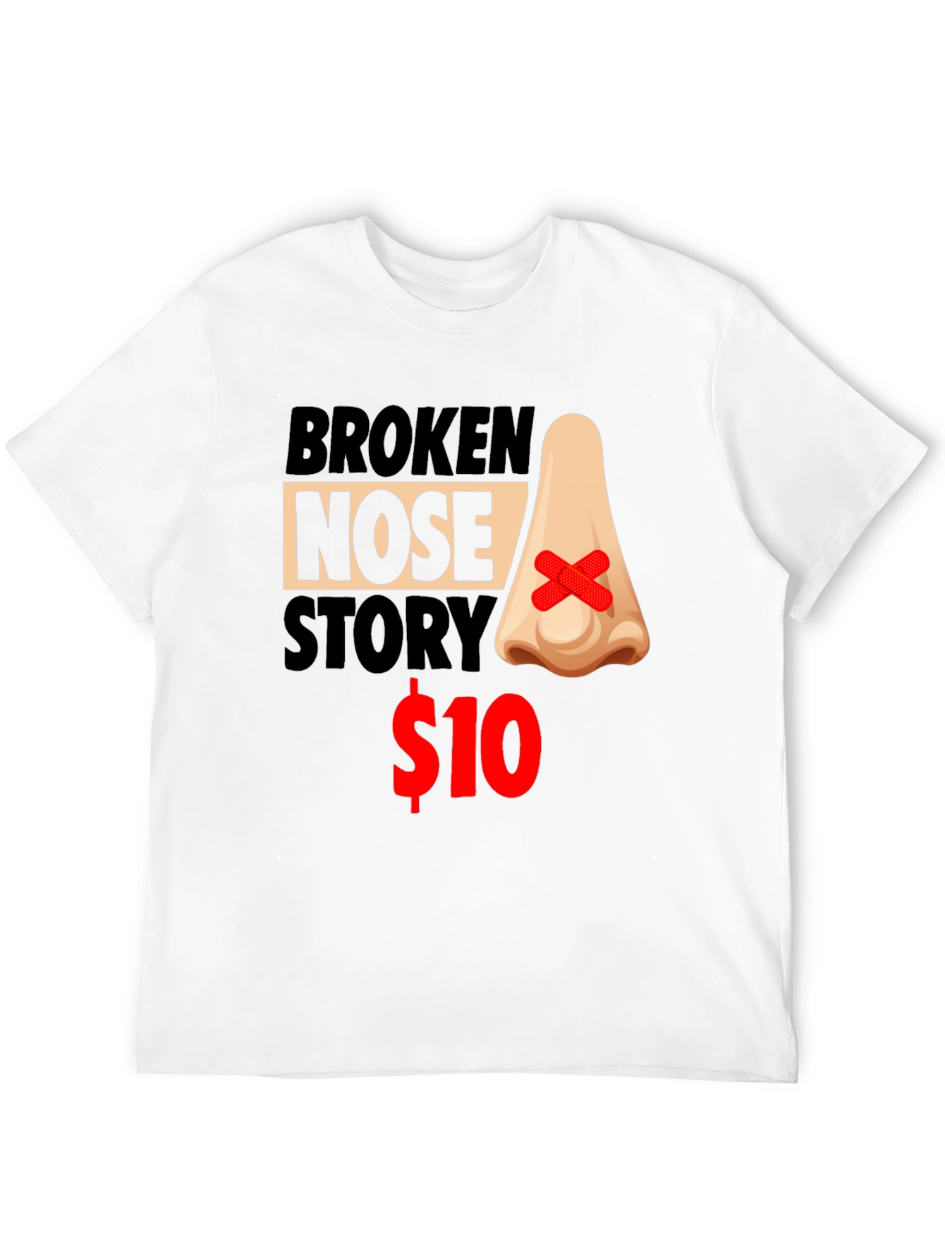 Black Broken Nose Story Graphic Tee - Humorous T-Shirt view 12