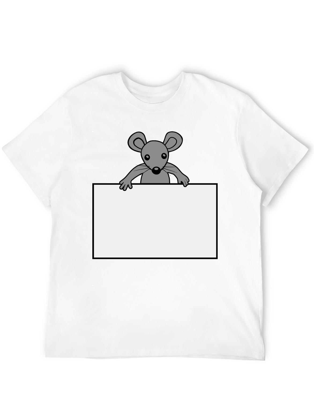 Black Cute Mouse Graphic Tee - Black Cotton T-Shirt view 12