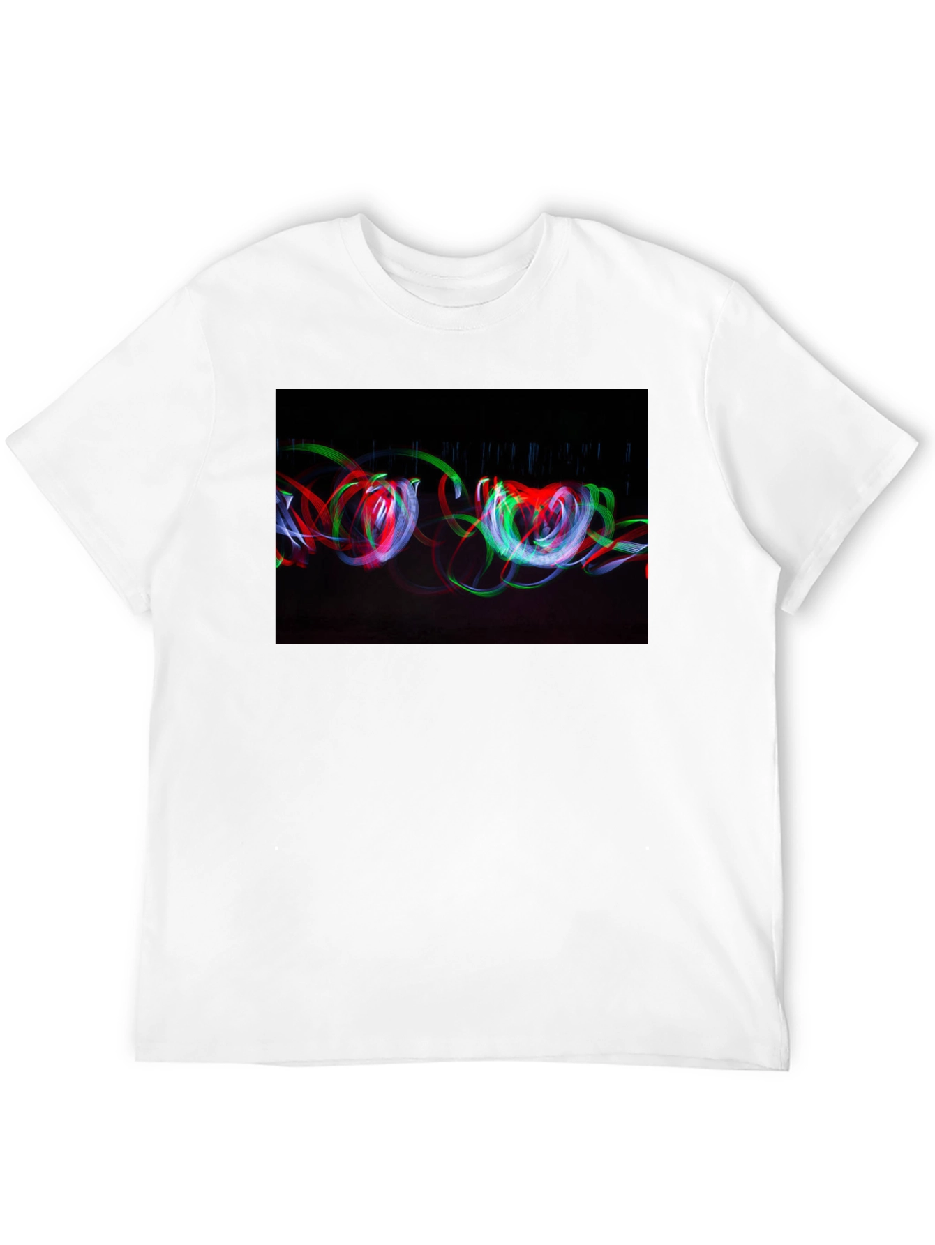 Black Abstract Light Painting Graphic Tee - Black Cotton Blend view 12