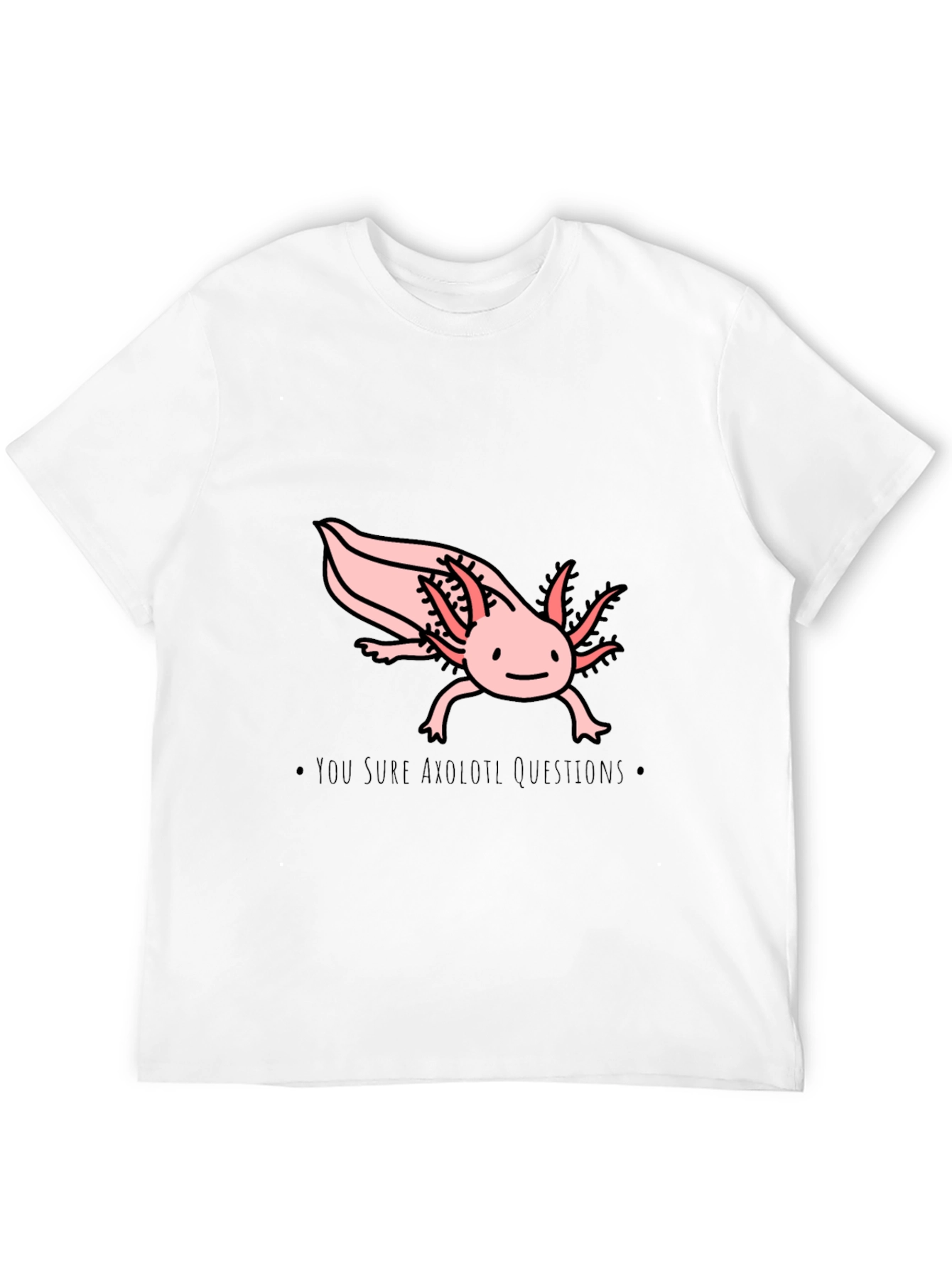 Black Axolotl Questions T-Shirt - Black Cotton Crew Neck view 12