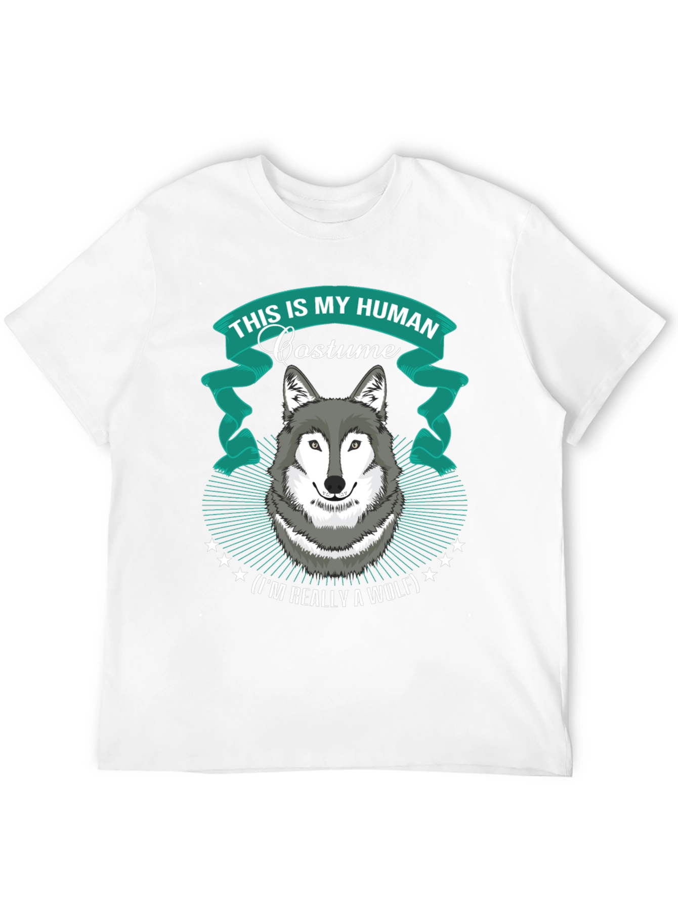 Black Human Costume Wolf T-Shirt Funny Halloween Apparel view 12