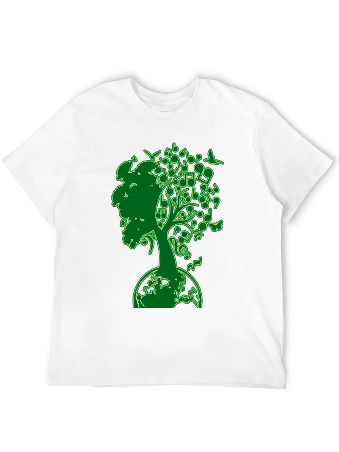 Black Musical Earth Tree Graphic T-Shirt - Nature & Music view 12