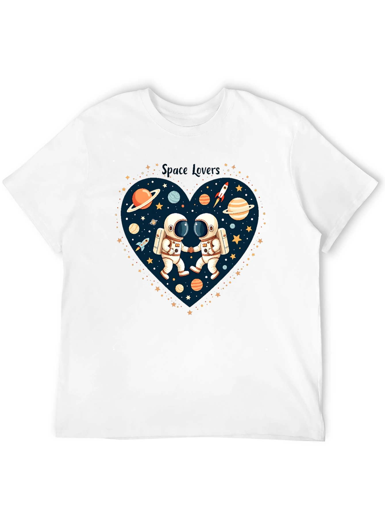 Black Space Lovers Graphic T-Shirt - Astronauts in Love! view 12