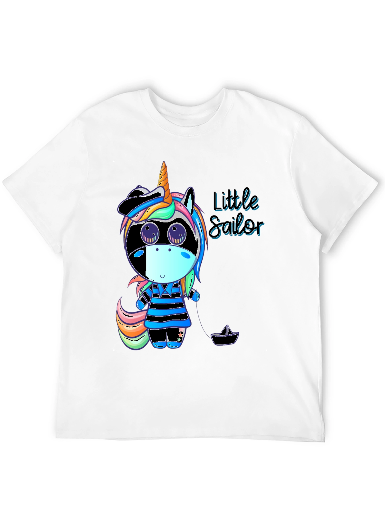 Black Unicorn Sailor Graphic Tee - Cute & Stylish Black T-Shirt view 12