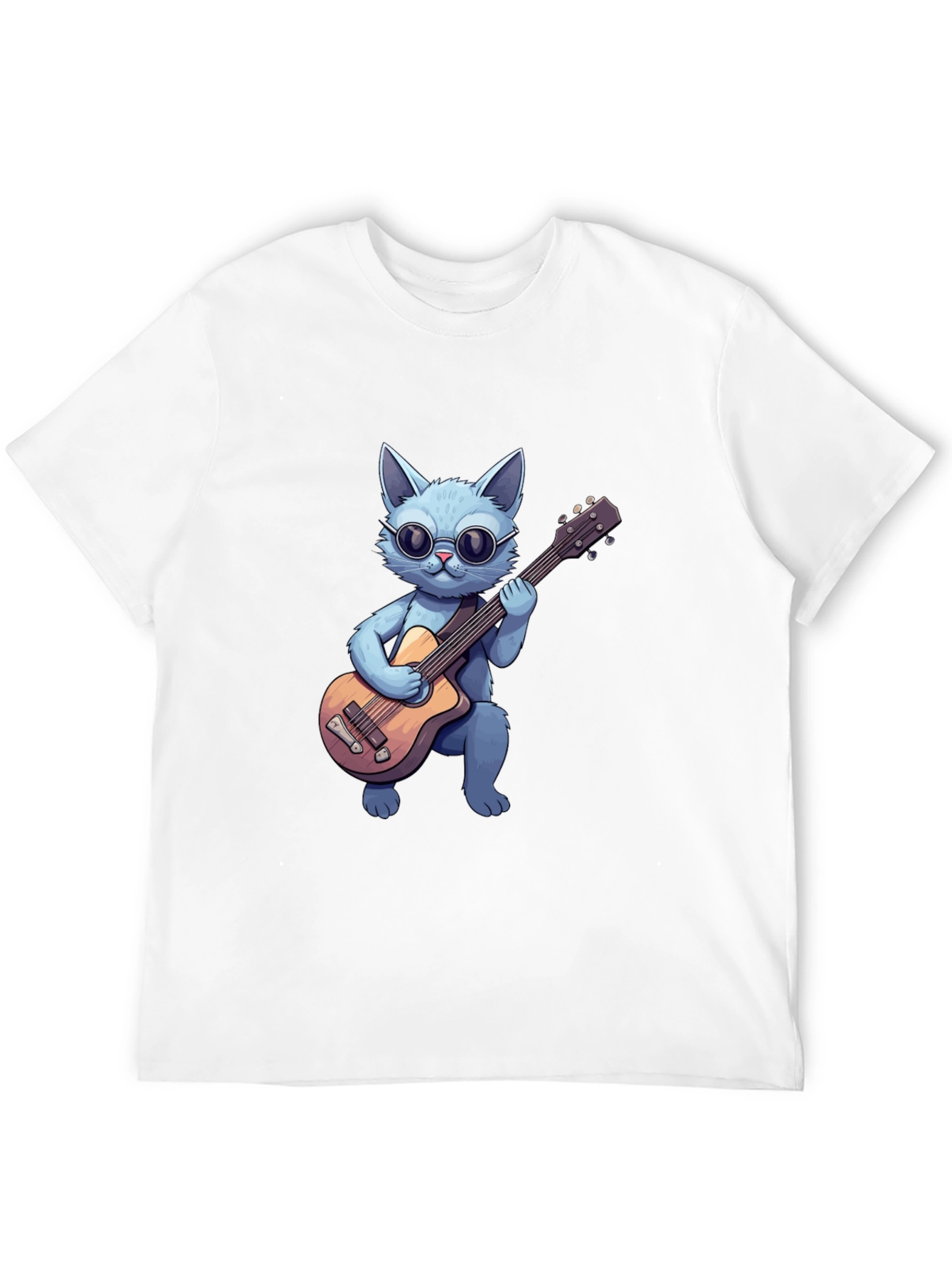 Black Cool Cat Guitarist T-Shirt view 12