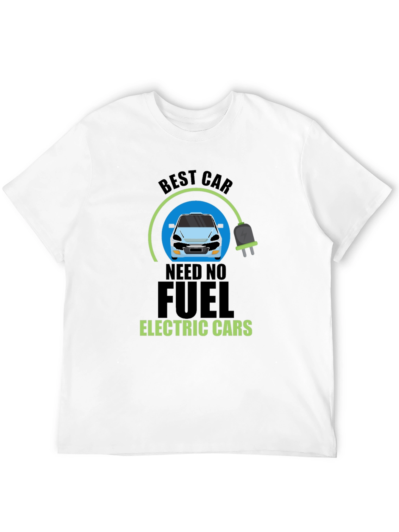 Black Electric Car T-Shirt - Need No Fuel Tee view 12