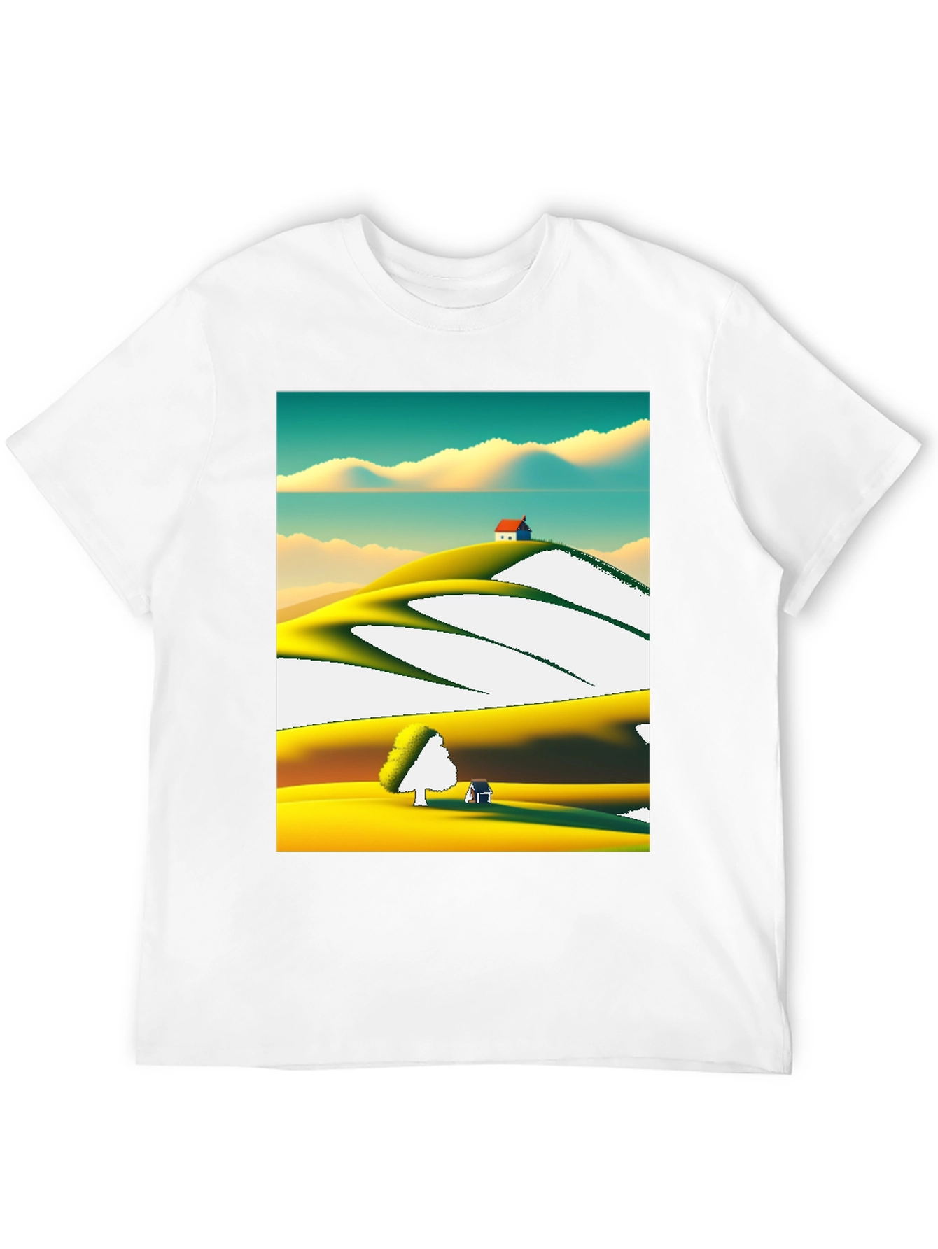 Black Vivid Landscape Graphic Tee - Soft Cotton Blend view 12