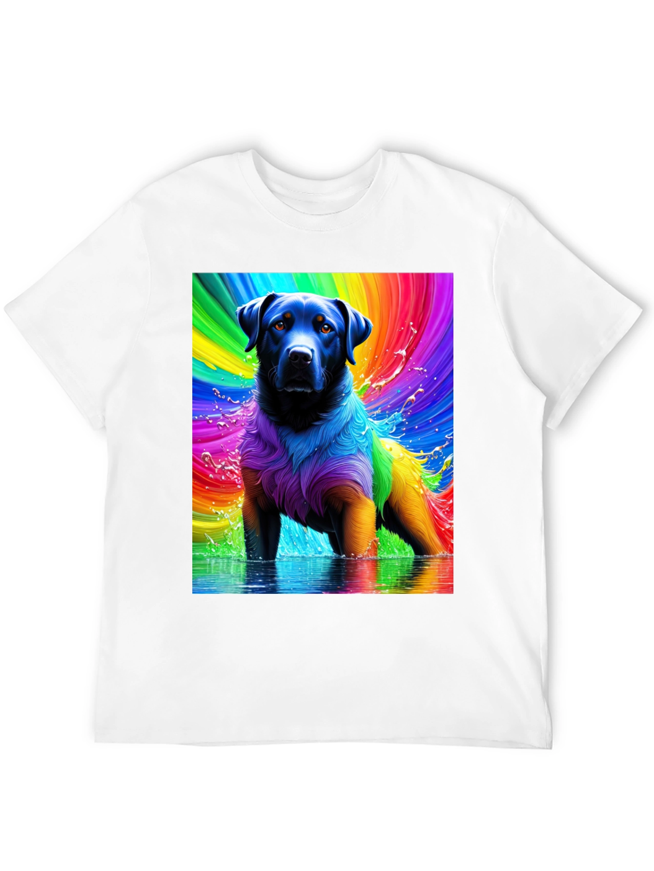 Rainbow Dog T-Shirt - Vivid Pet Art Tee - 12