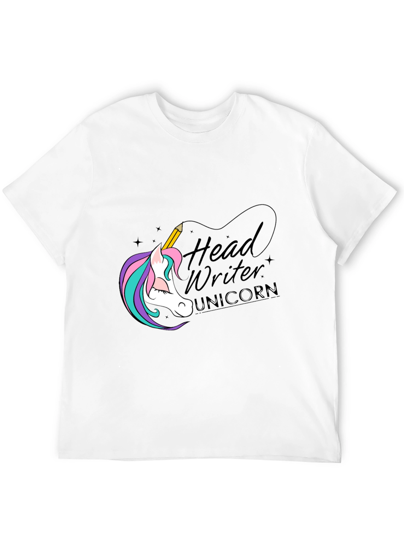 Black Head Writer Unicorn Graphic Tee - Black view 12