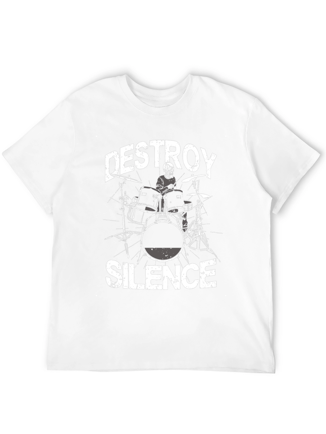 Black Destroy Silence T-Shirt: Drummer Skeleton Tee view 12