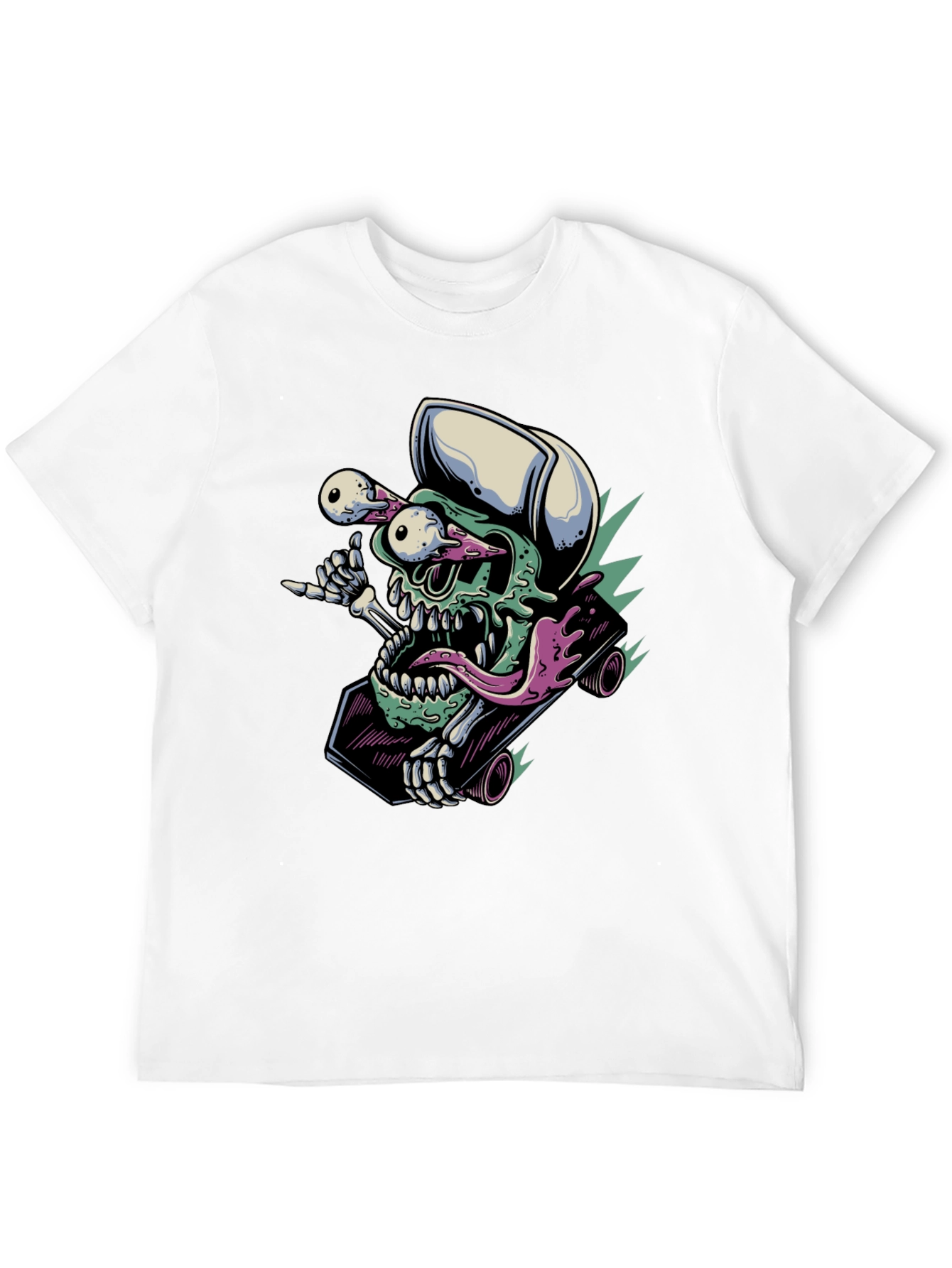 Black Skateboarding Skull T-Shirt - Unique Graphic Tee view 12