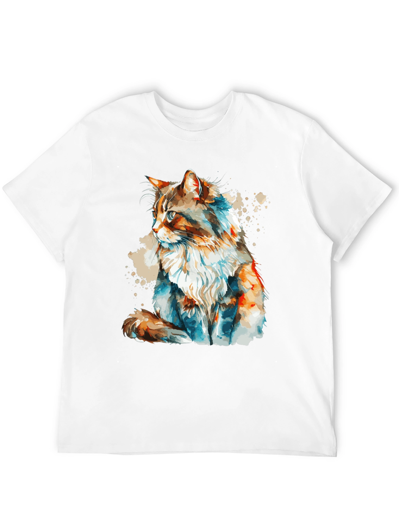 Black Watercolor Cat T-Shirt: Stylish & Unique Design view 12