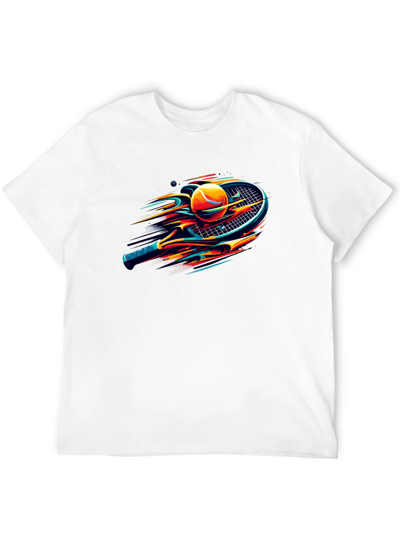 Black Tennis Racket & Ball Graphic Tee - Sporty Stylish Design view 12
