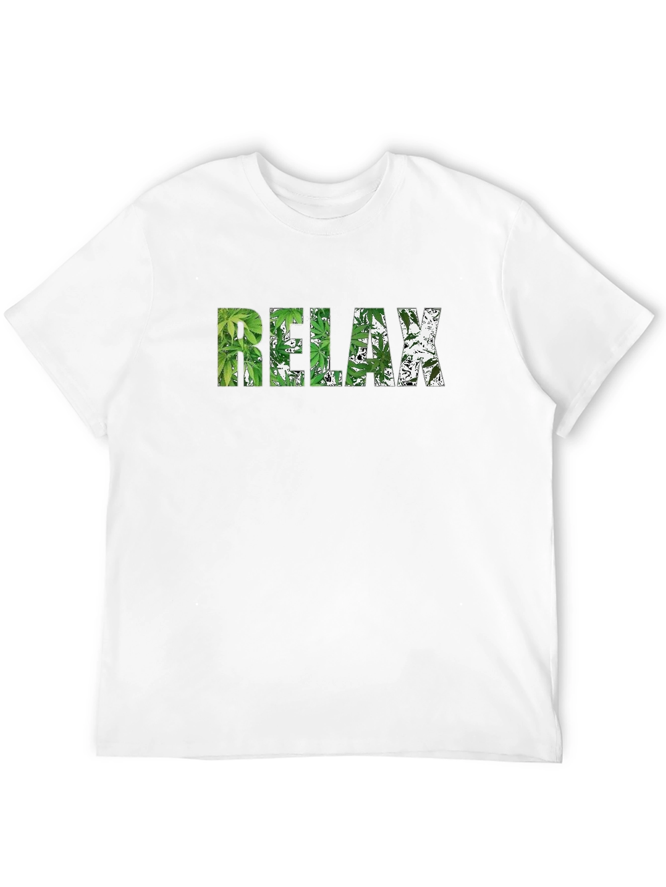 Black Relax Marijuana Leaf Graphic Black T-Shirt view 12