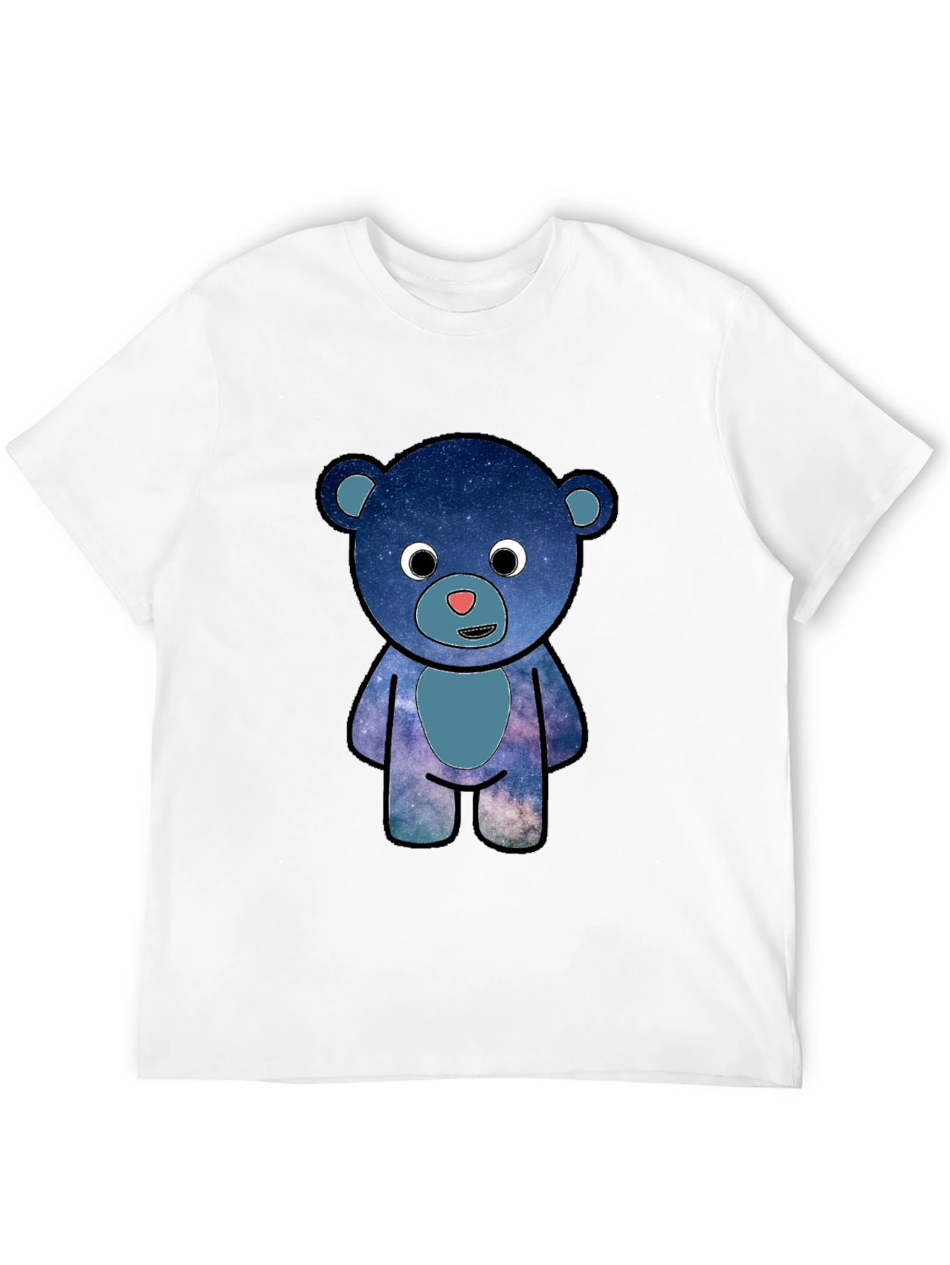 Black Galaxy Bear Graphic T-Shirt - Black Cotton Blend view 12