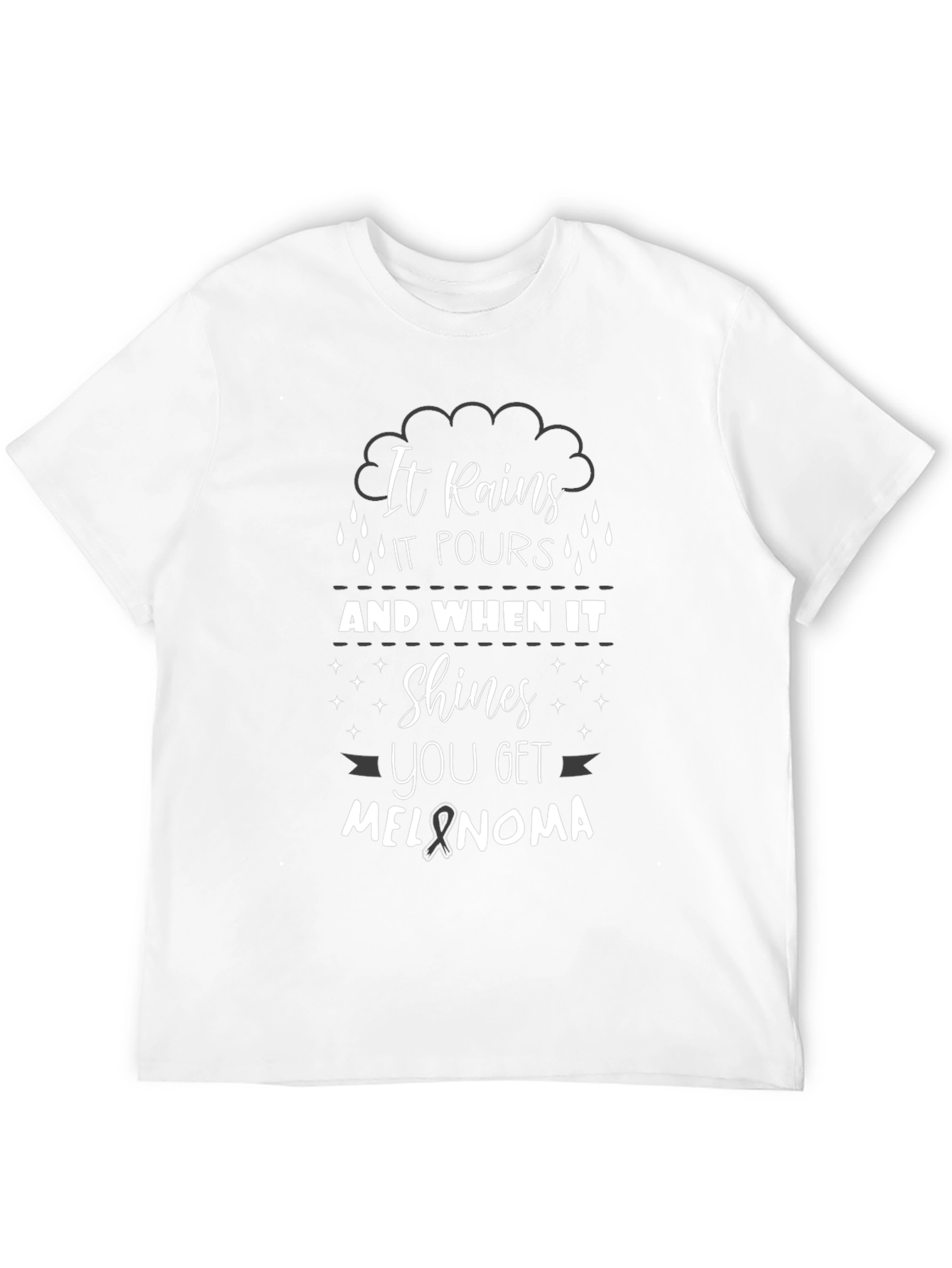 Black It Rains Melanoma Awareness T-Shirt view 12